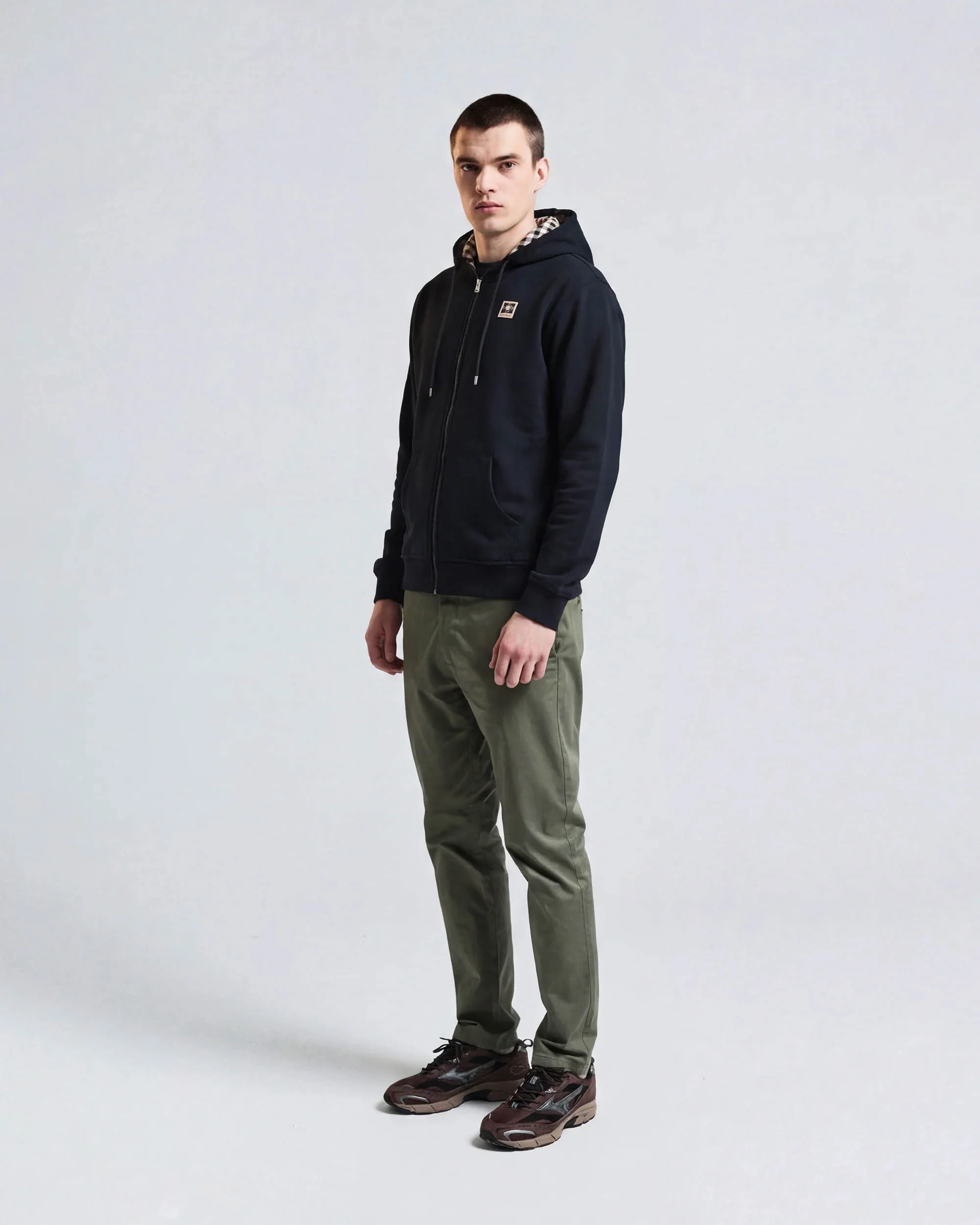 Aquascutum Mens Full Zip Badge Hoodie - Navy 11 - Image 2