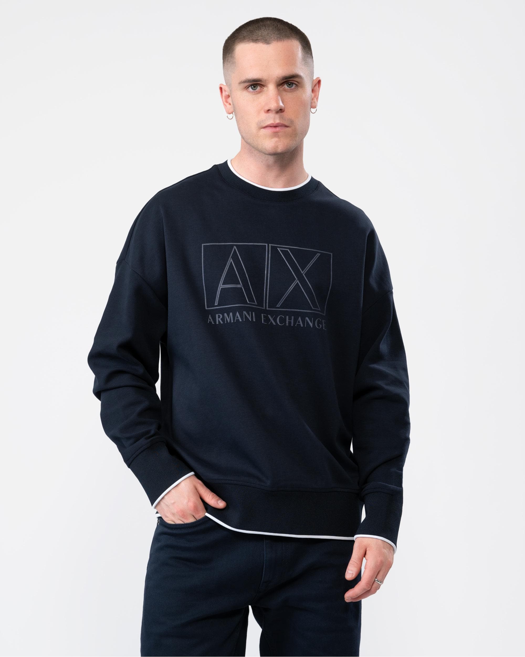 Armani Exchange Mens Large AX Outline Logo Sweatshirt