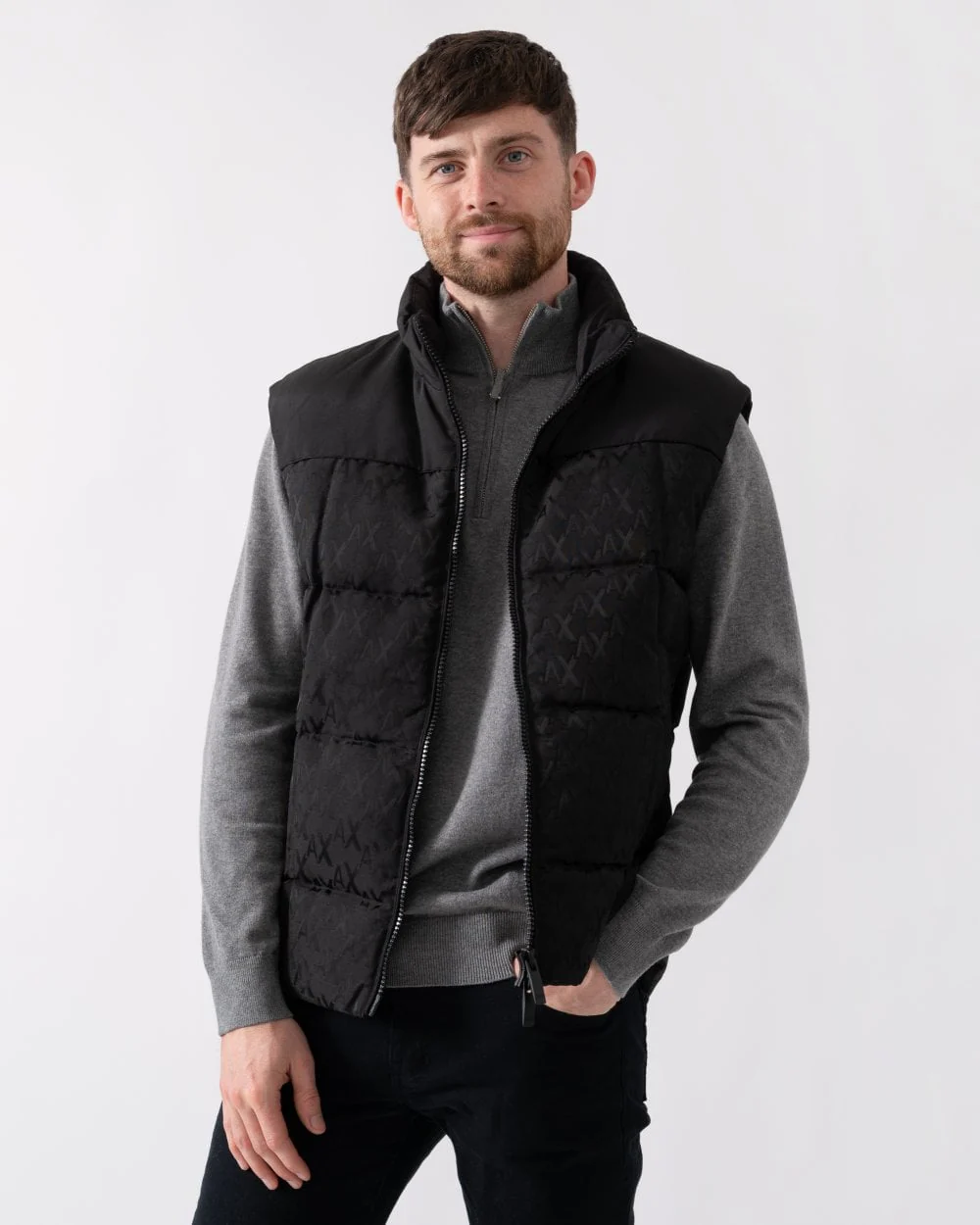 Armani Exchange Mens Logo Pattern Padded Gilet