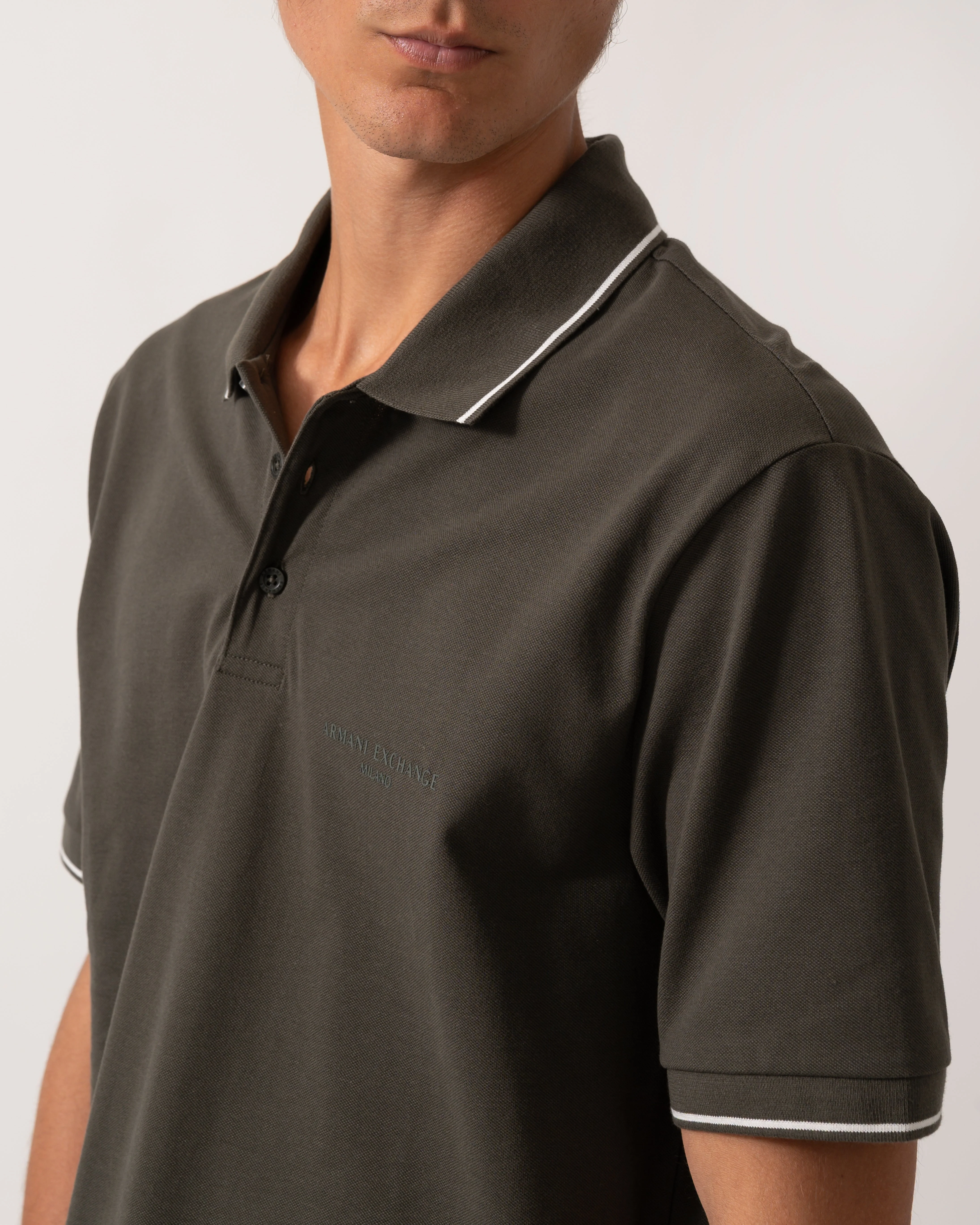 Armani Exchange Mens Regular Fit Mercerised Cotton Polo Shirt - Black Ink U8120 - Image 2