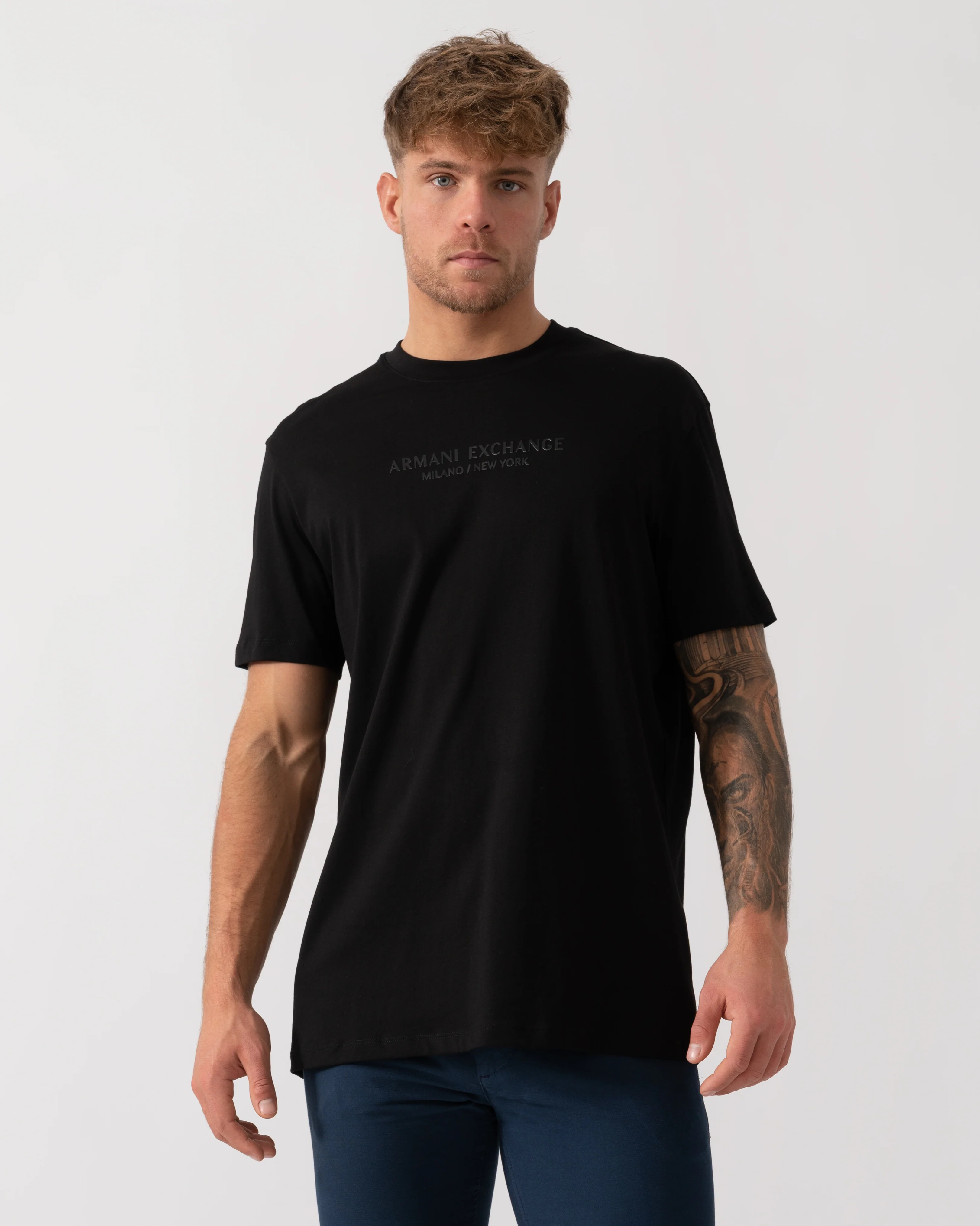 Armani Exchange Tonal City Logo T-Shirt - Black/White MC09E