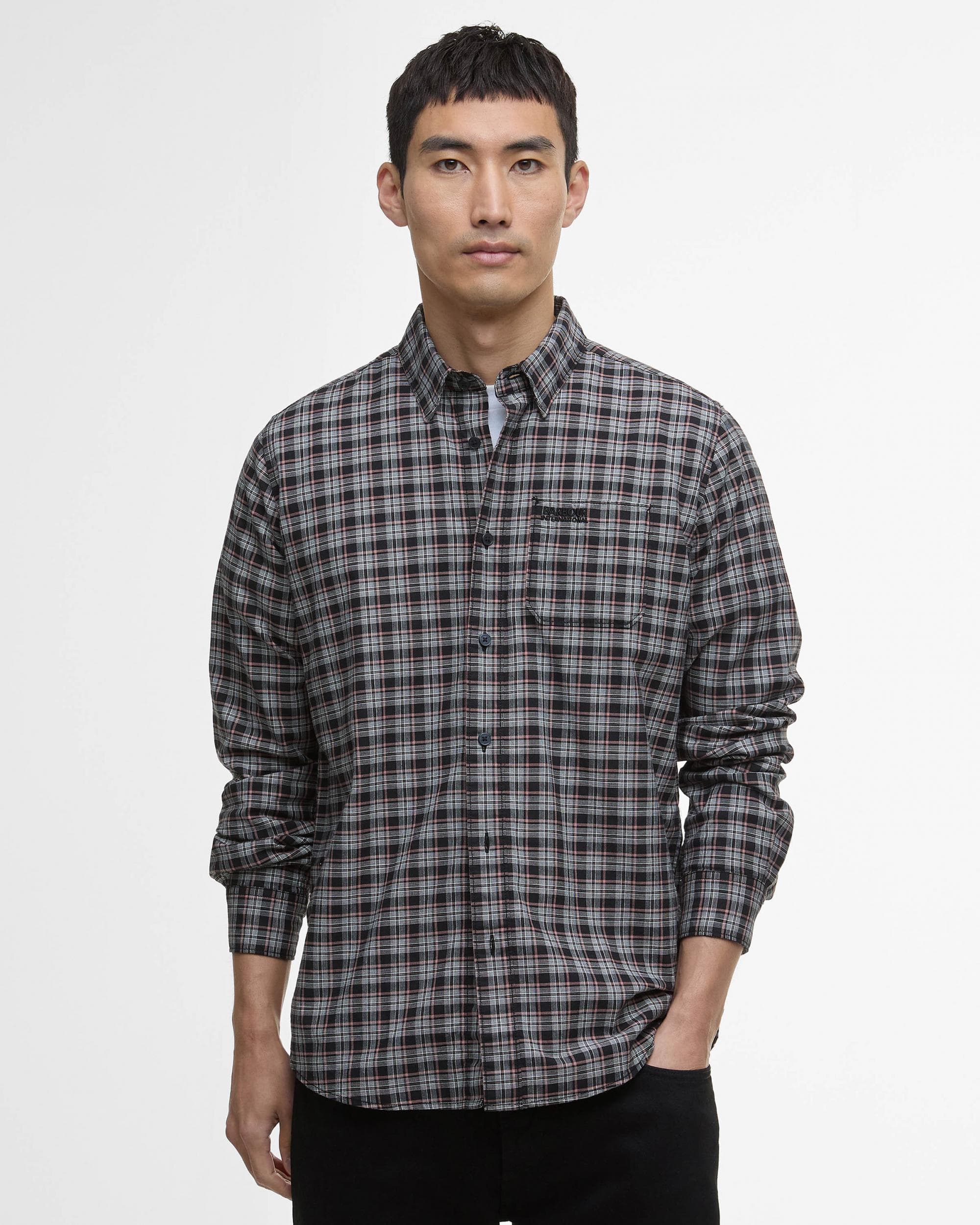Barbour International Hawks Mens Check Long Sleeve Oxford Shirt - Black