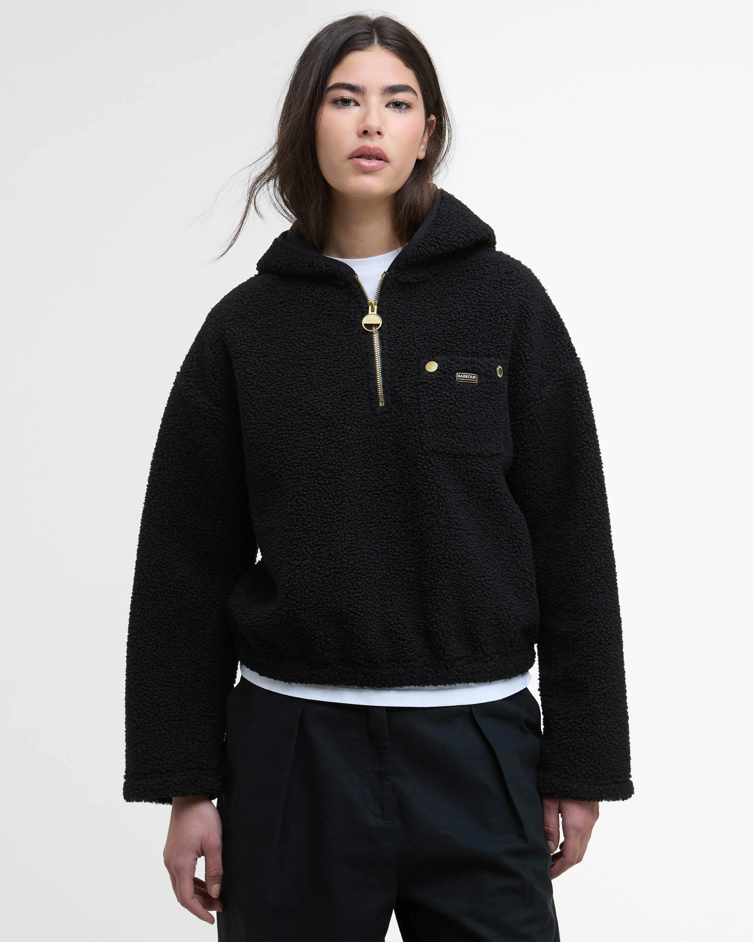 Barbour International Lola Womens Fleece Hoodie - Black