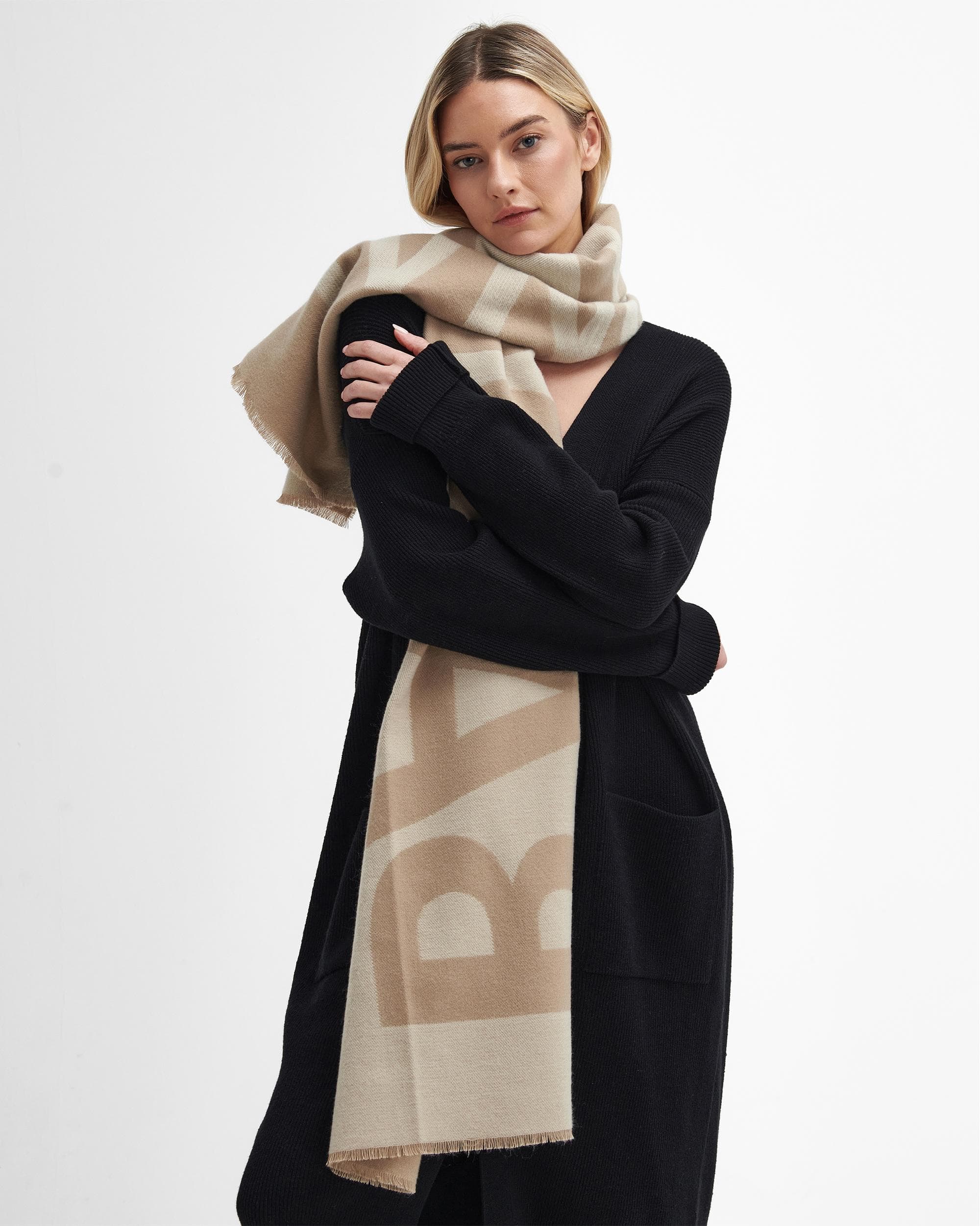 Barbour International Milla Logo Womens Scarf - Light Trench/Stone