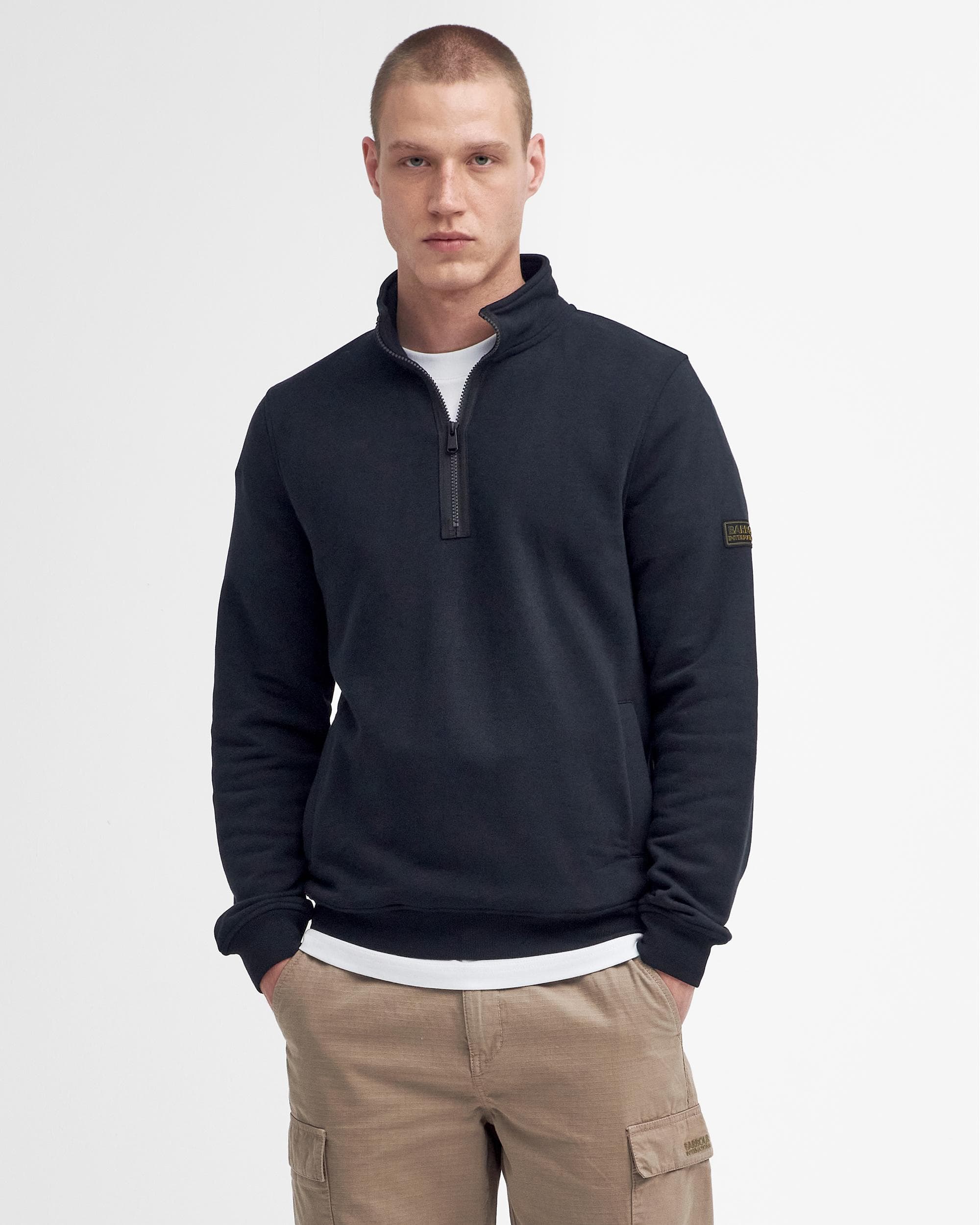 Barbour International Outline Mens Funnel Neck Sweatshirt - Black
