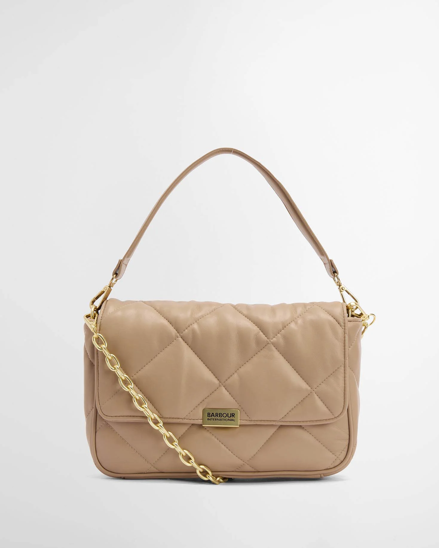 Barbour International Womens Soft Quilt Shoulder Bag - Camel