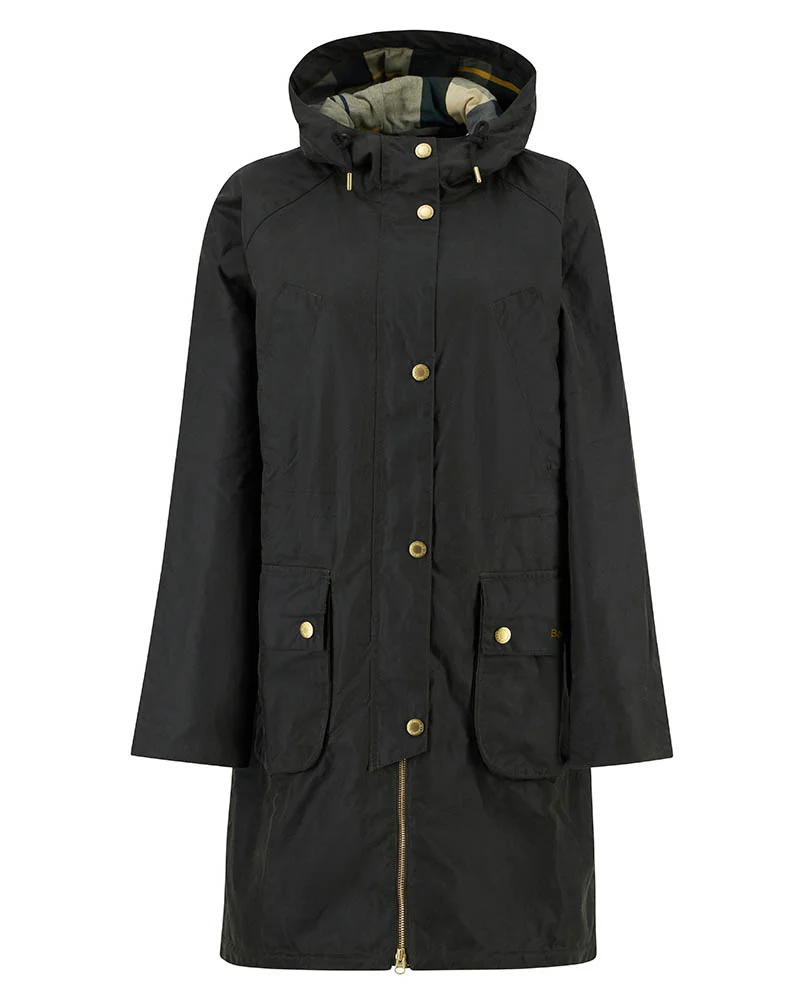 Barbour Marcy Womens Wax Parka - Fern/Ancient Tartan