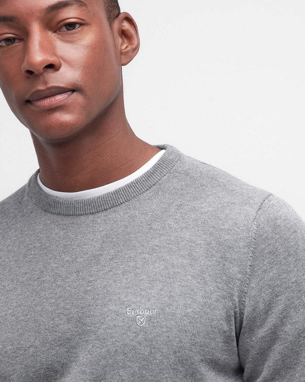 Barbour Pima Cotton Mens Crew Sweatshirt - Grey - Image 2