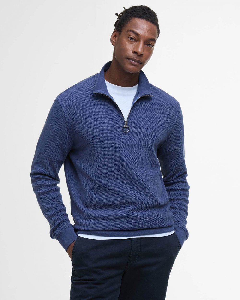 Barbour Pique Interlock Mens Half Zip Sweatshirt - Oceana