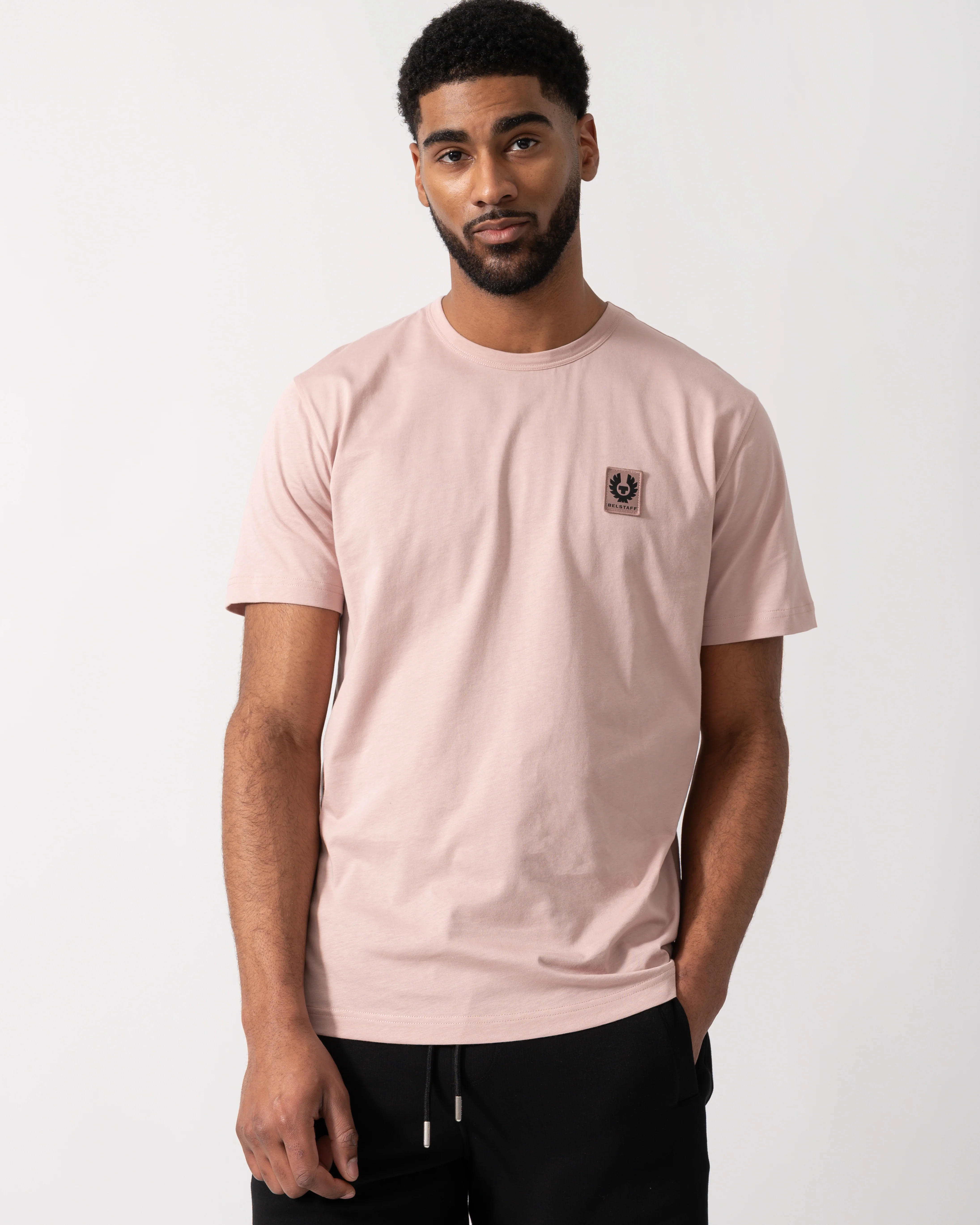 Belstaff Short Sleeved Mens Logo Patch T-Shirt - Dusk Pink