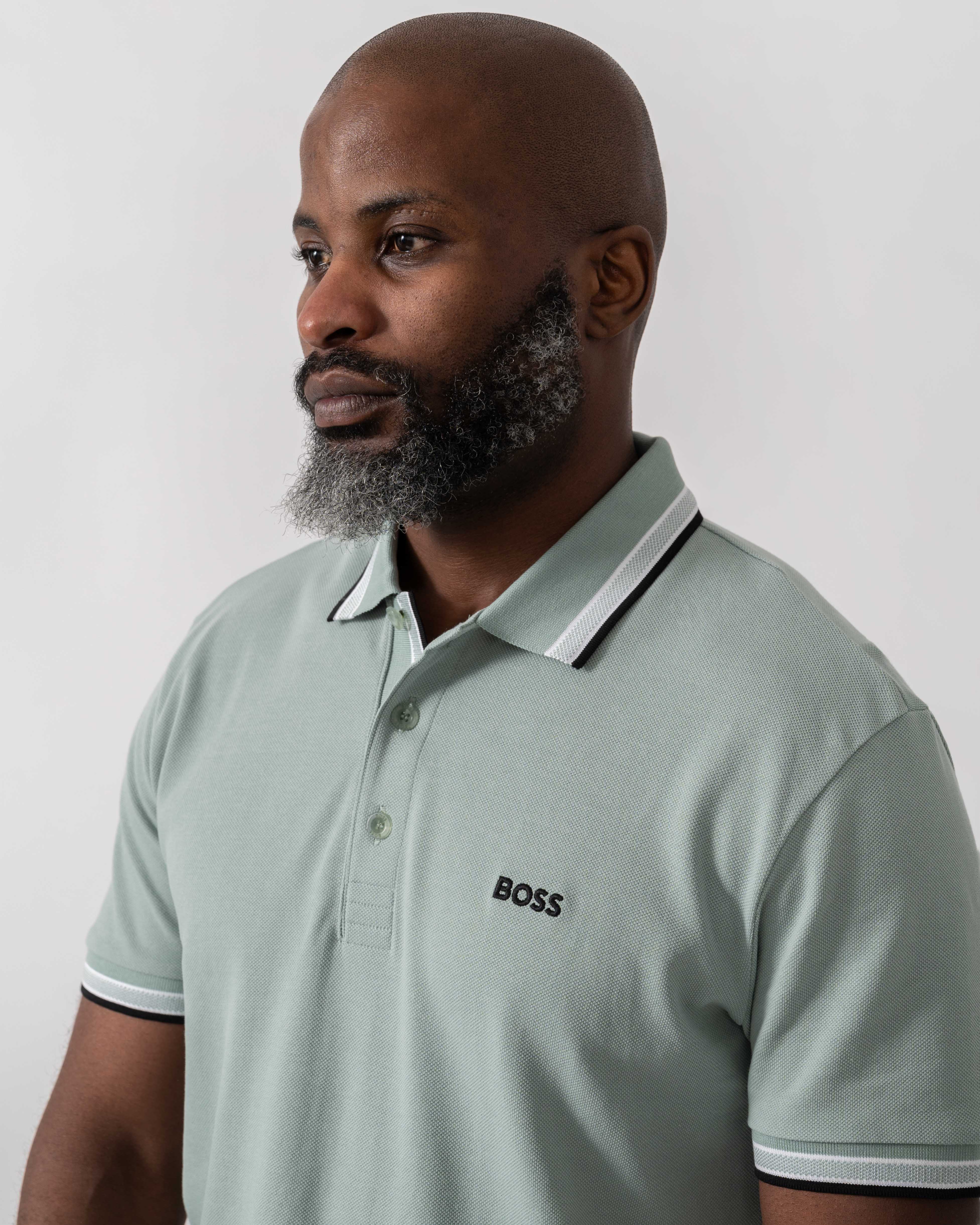 BOSS Green Paddy Mens Cotton-Piqué Polo Shirt with Contrast Logo - Open Green 360 - Image 2