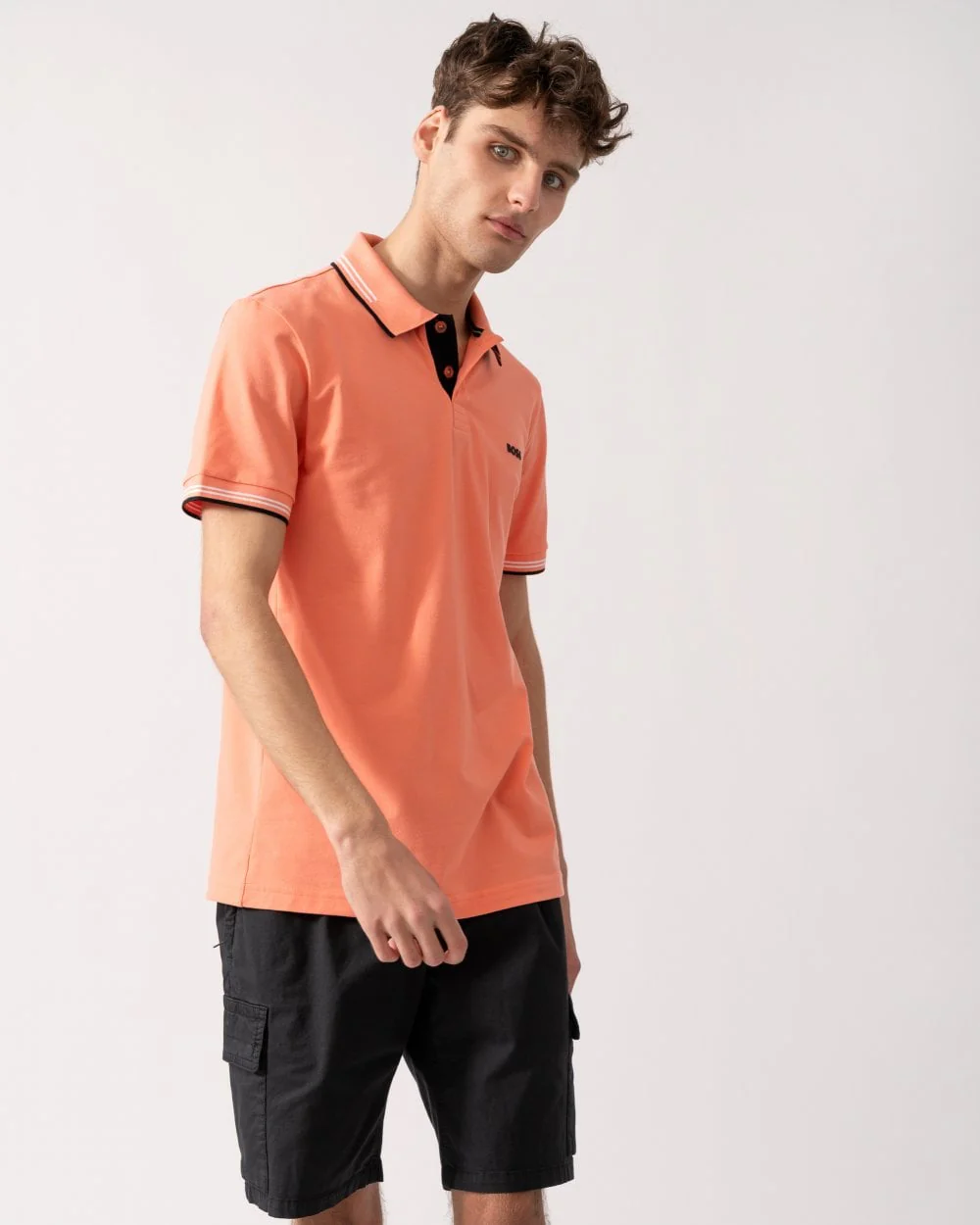 BOSS Green Paul Mens Short Sleeve Polo Shirt With Contrast Tipping - Pink 650