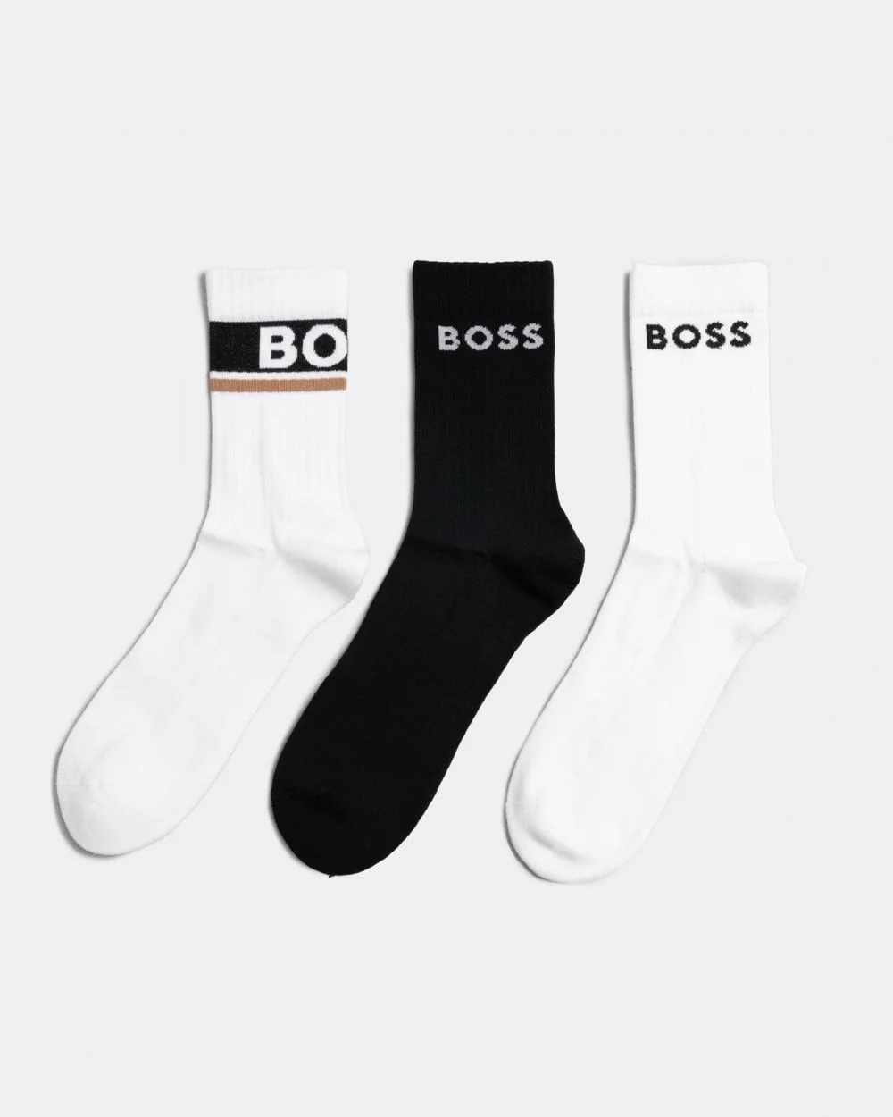 BOSS Orange 3-Pack Mens Quarter Length Combed Cotton Logo Socks