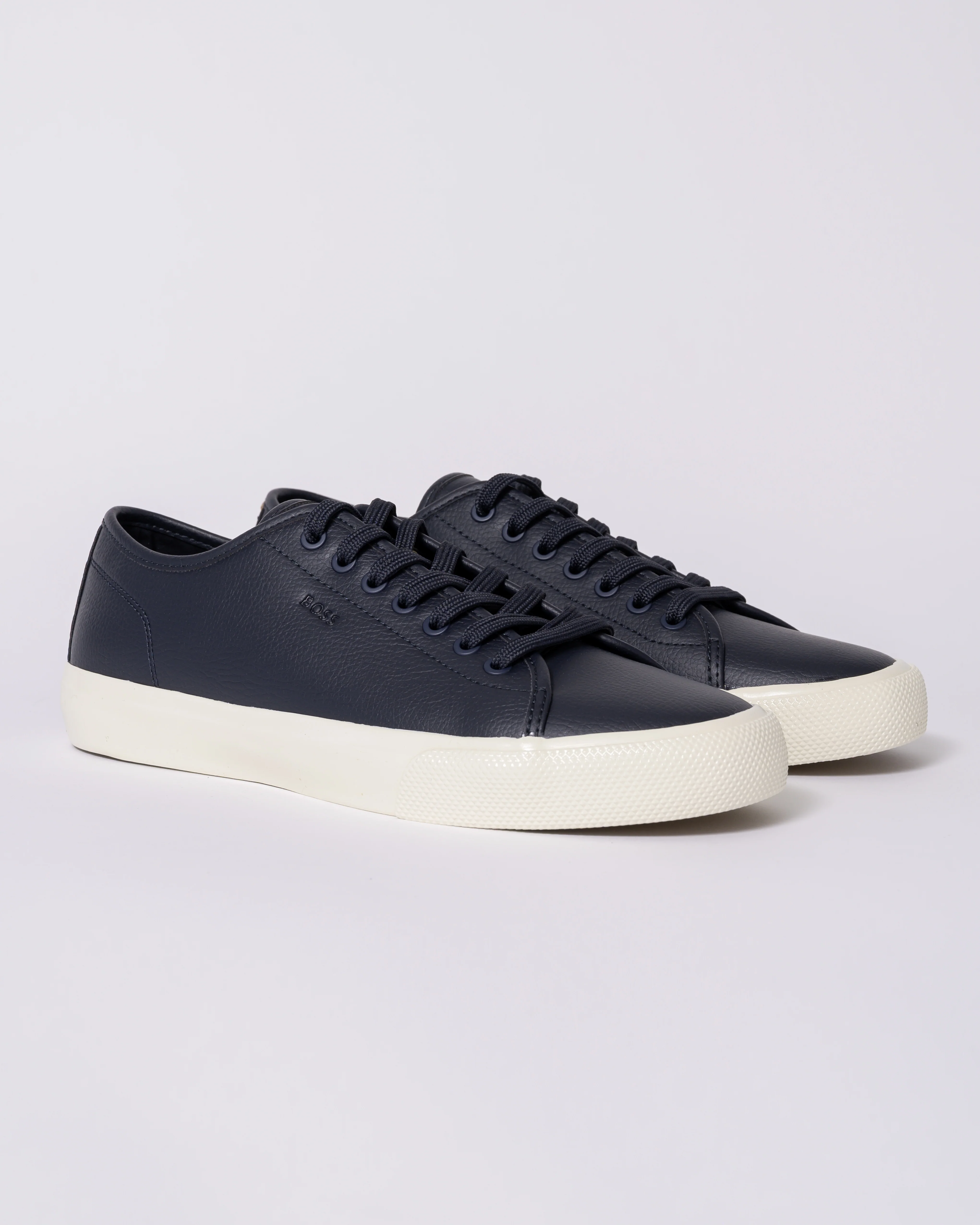 BOSS Orange Aiden Tenn Mens Low Top Trainers in Grained Faux Leather - Dark Blue 402 - Image 5