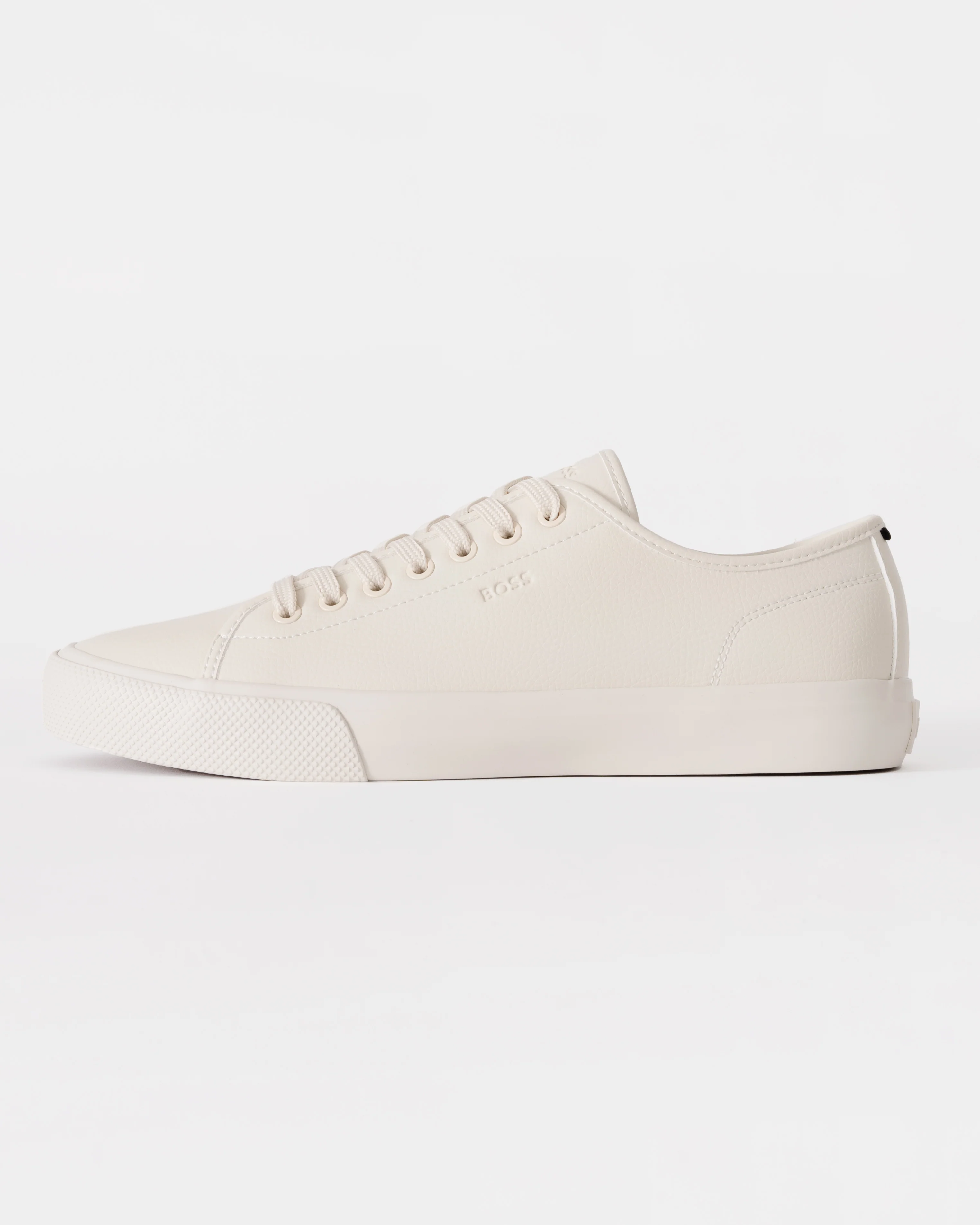 BOSS Orange Aiden Tenn Mens Low Top Trainers in Grained Faux Leather - Light Beige 275 - Image 2