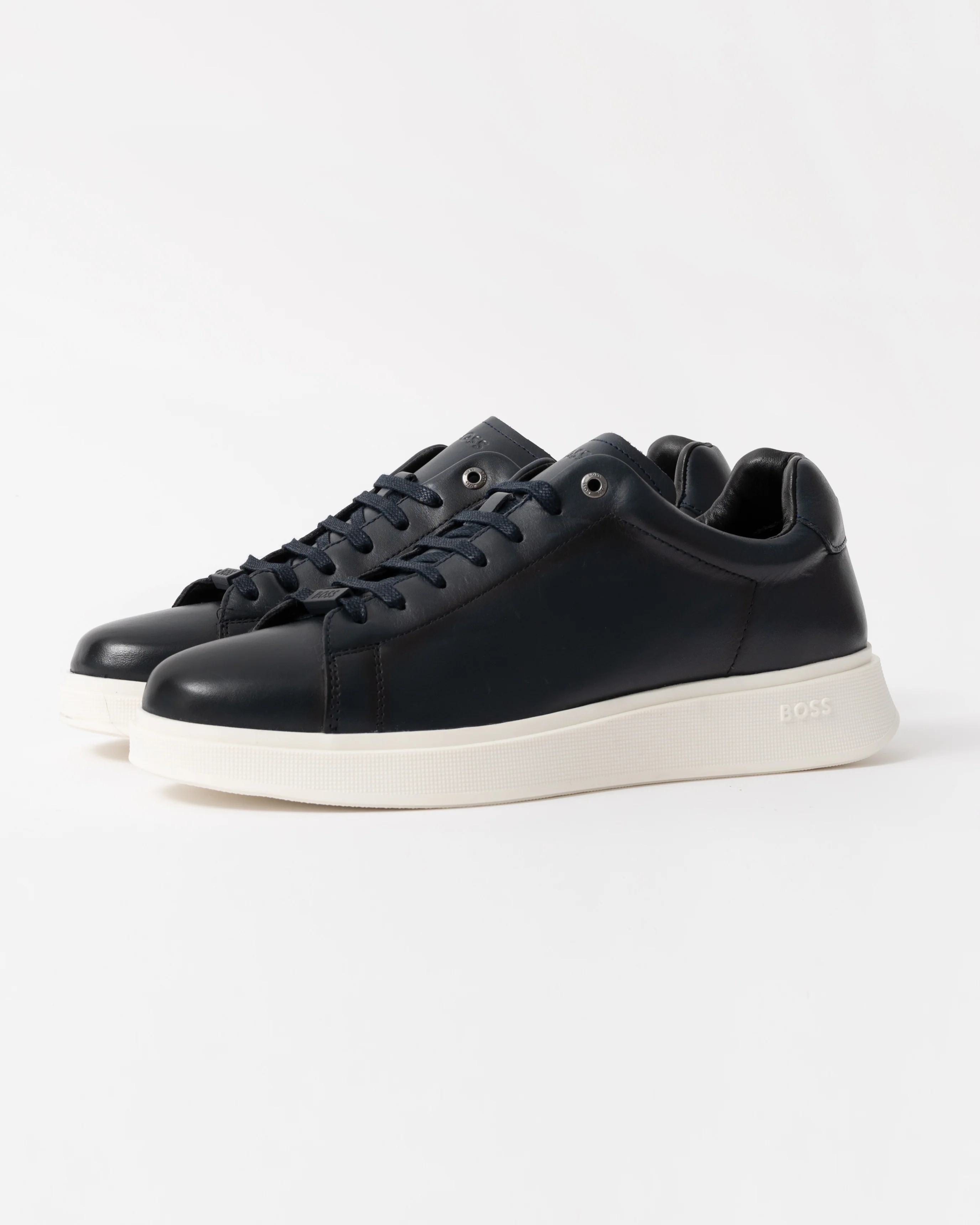 BOSS Orange Bulton Runn Mens Rubber-Sole Trainers in Leather - Dark Blue 401