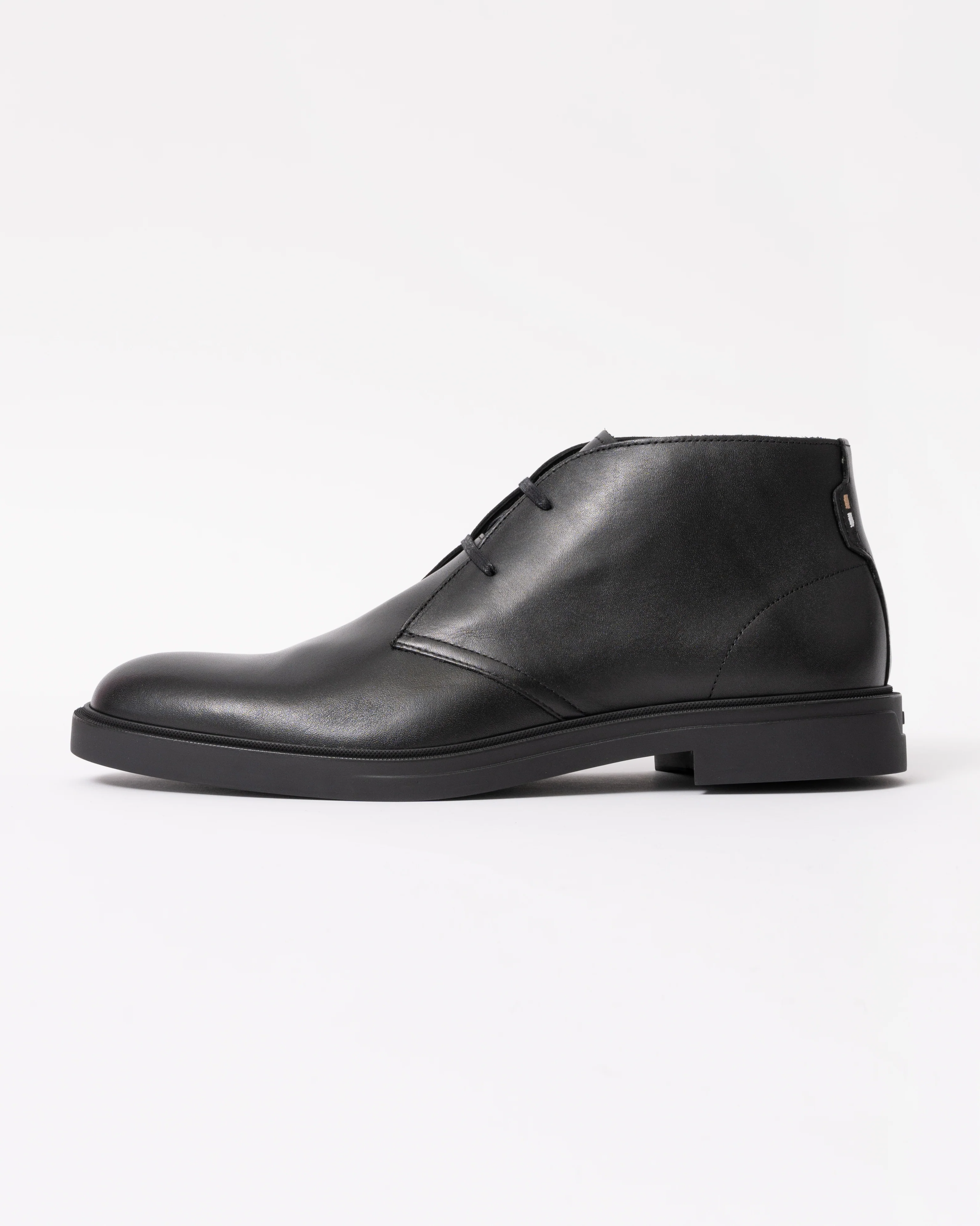 BOSS Orange Calev Mens Leather Desert Boots with Signature Stripe Detailing - Black 001 - Image 2