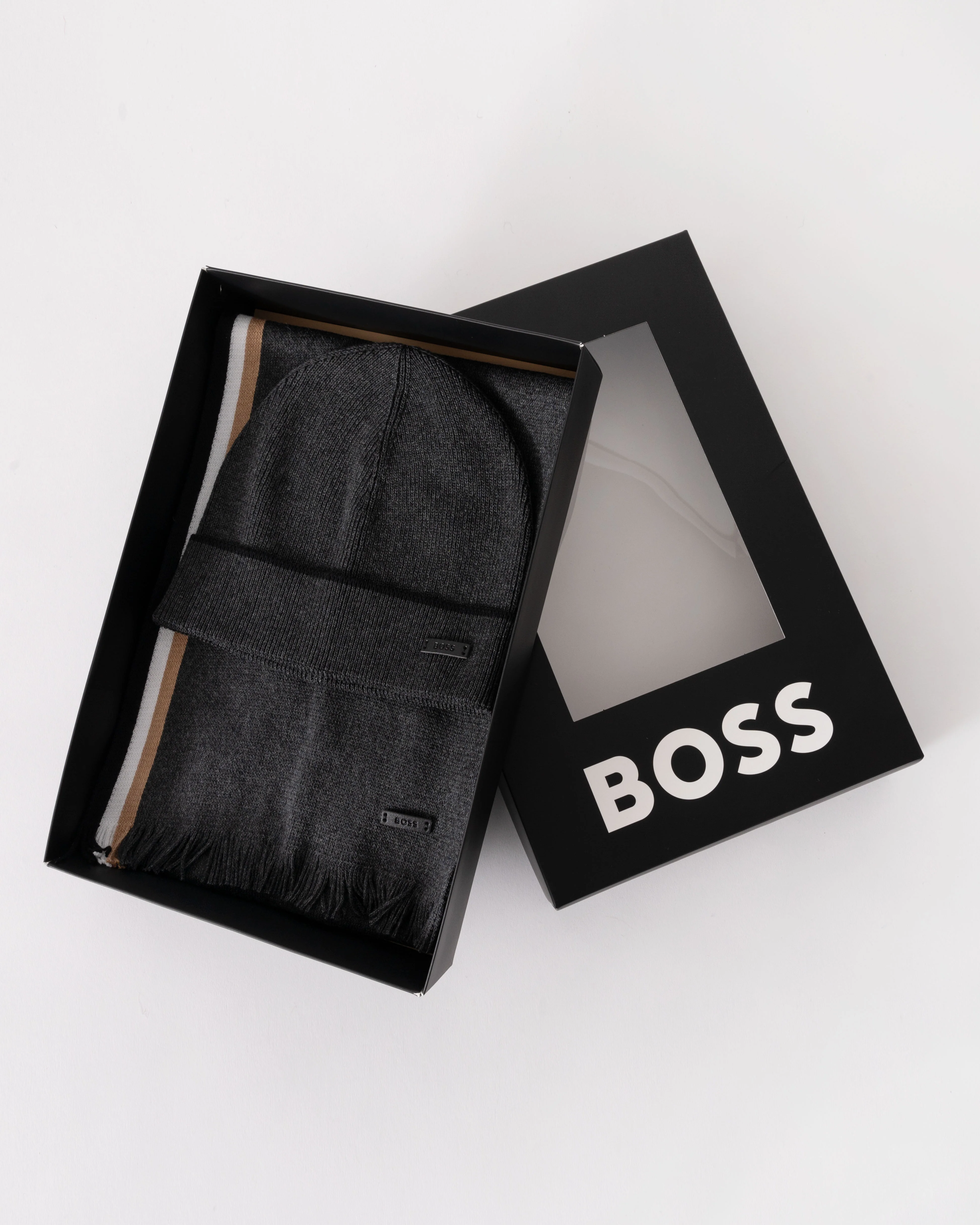 BOSS Orange Mens Henzo Hat & Scarf Gift Set - Medium Grey 030 - Image 5