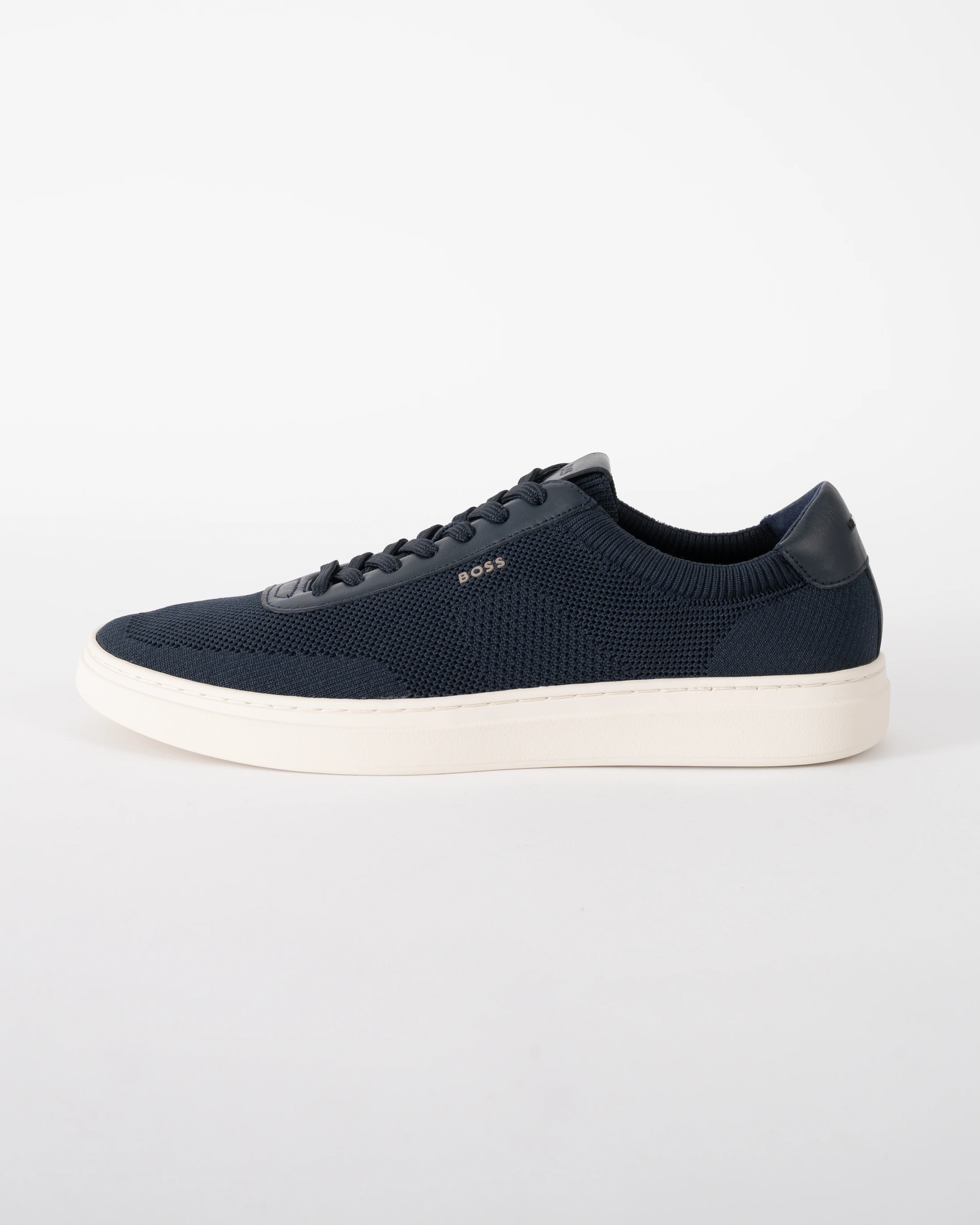 BOSS Orange KieranMens Lace-Up Trainers with Knitted Uppers and Leather Trims  - Dark Blue 401 - Image 4