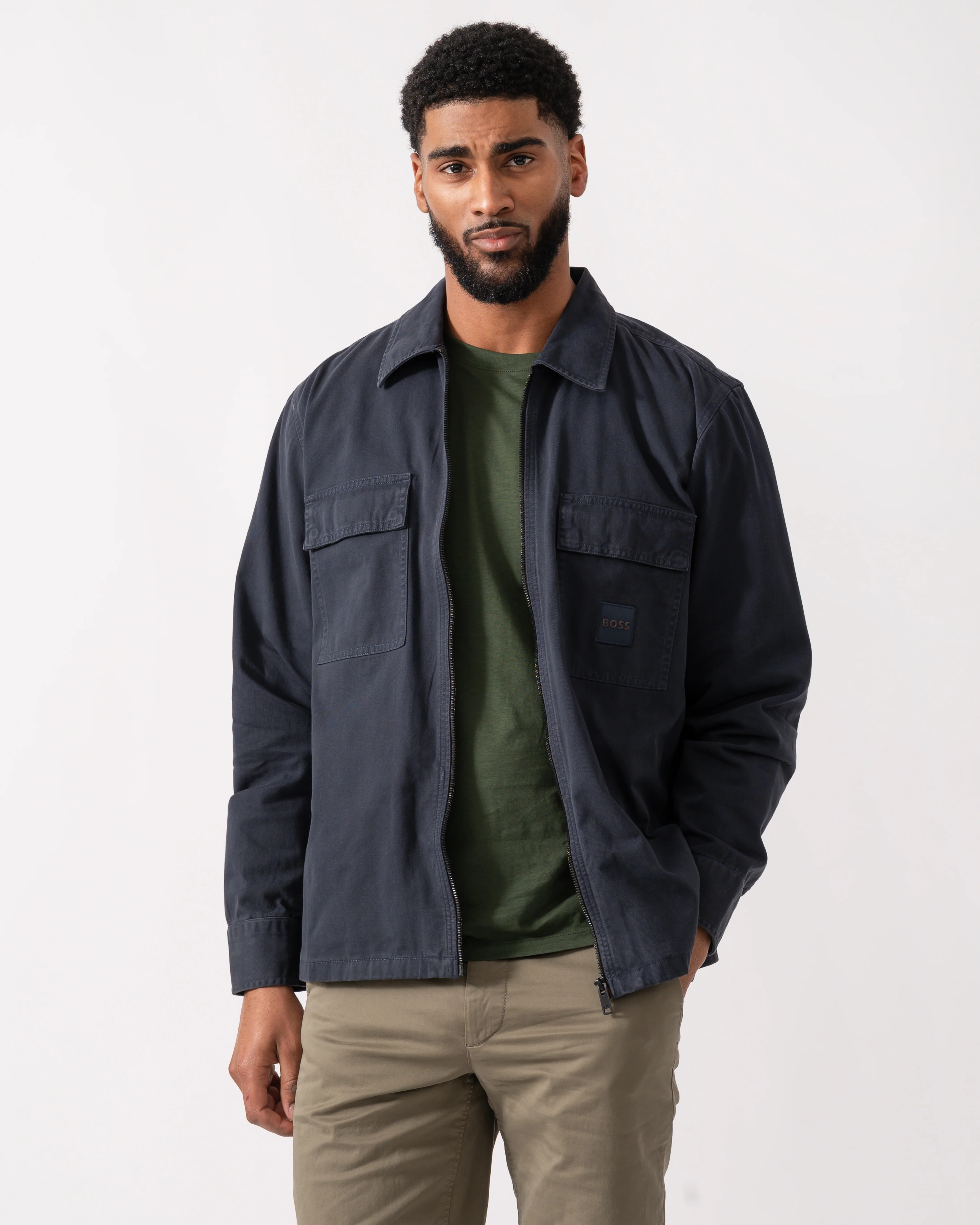 BOSS Orange Lovel Mens Zip Overshirt - Dark Blue 404