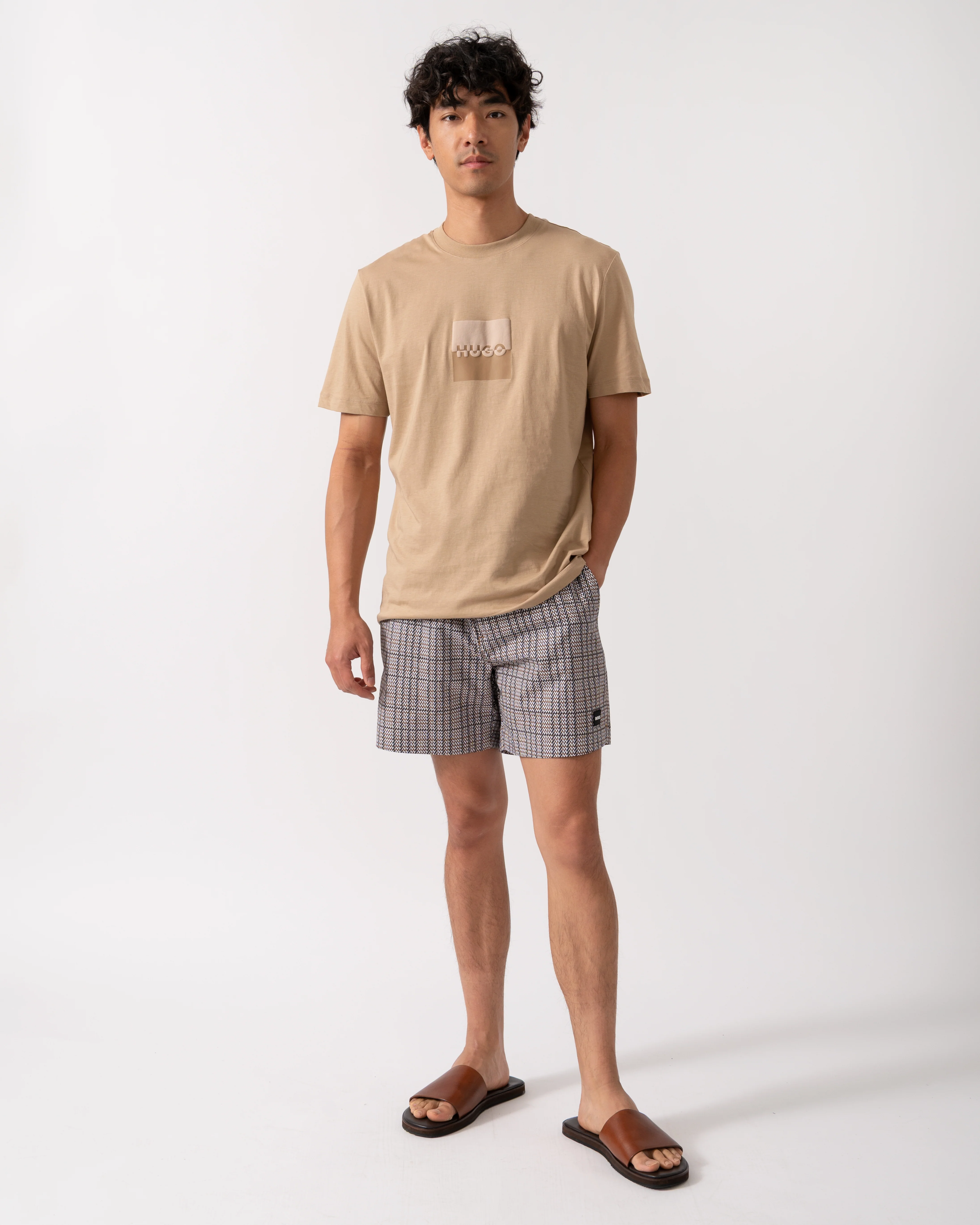 BOSS Orange Mens Beach-to-Bar Swim Shorts - Black 001 - Image 2