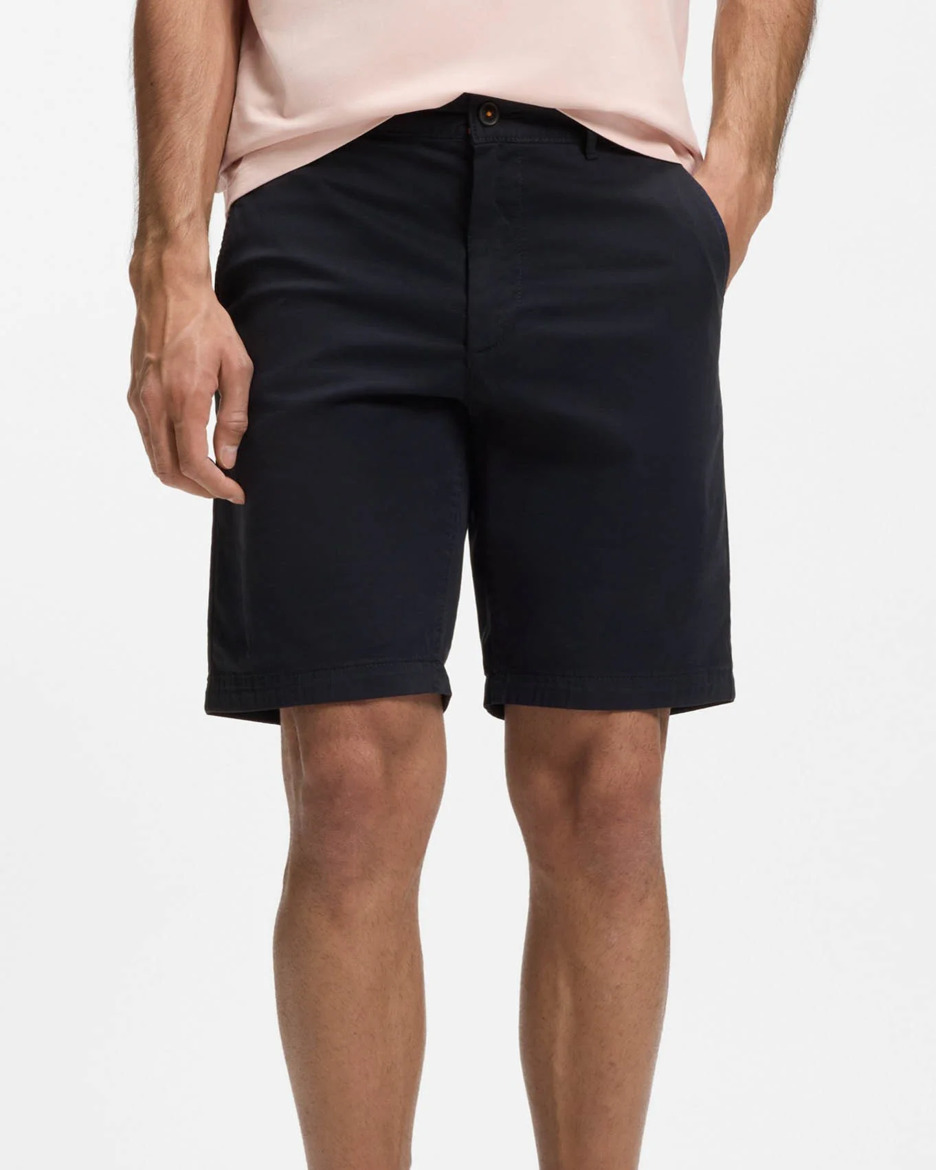 BOSS Orange Mens Slim Fit Chino Shorts in Stretch Cotton Twill - Dark Blue 404