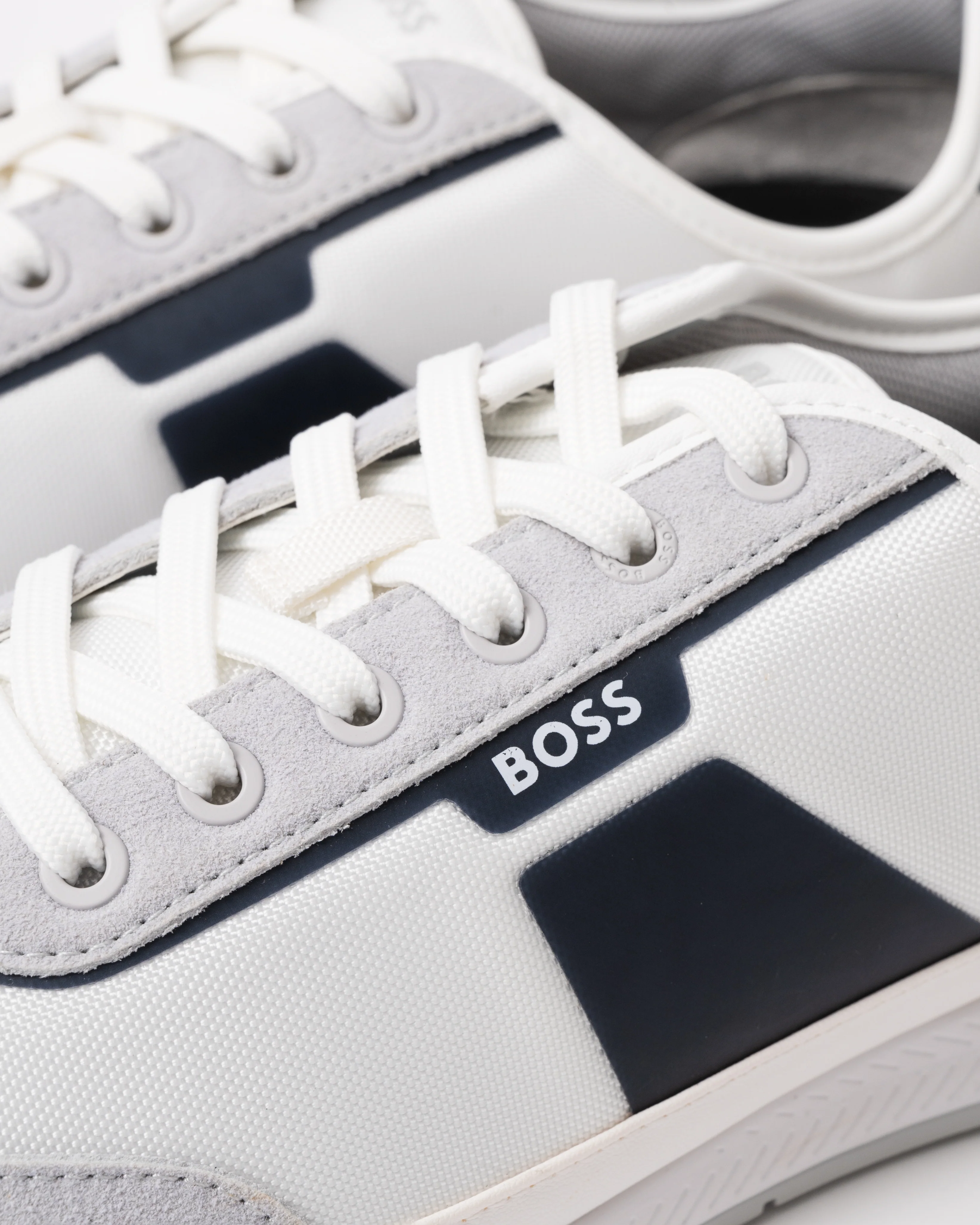 BOSS Orange Nitan Mens Low-Top Trainers with Structured Trims - Open White 140 - Image 5