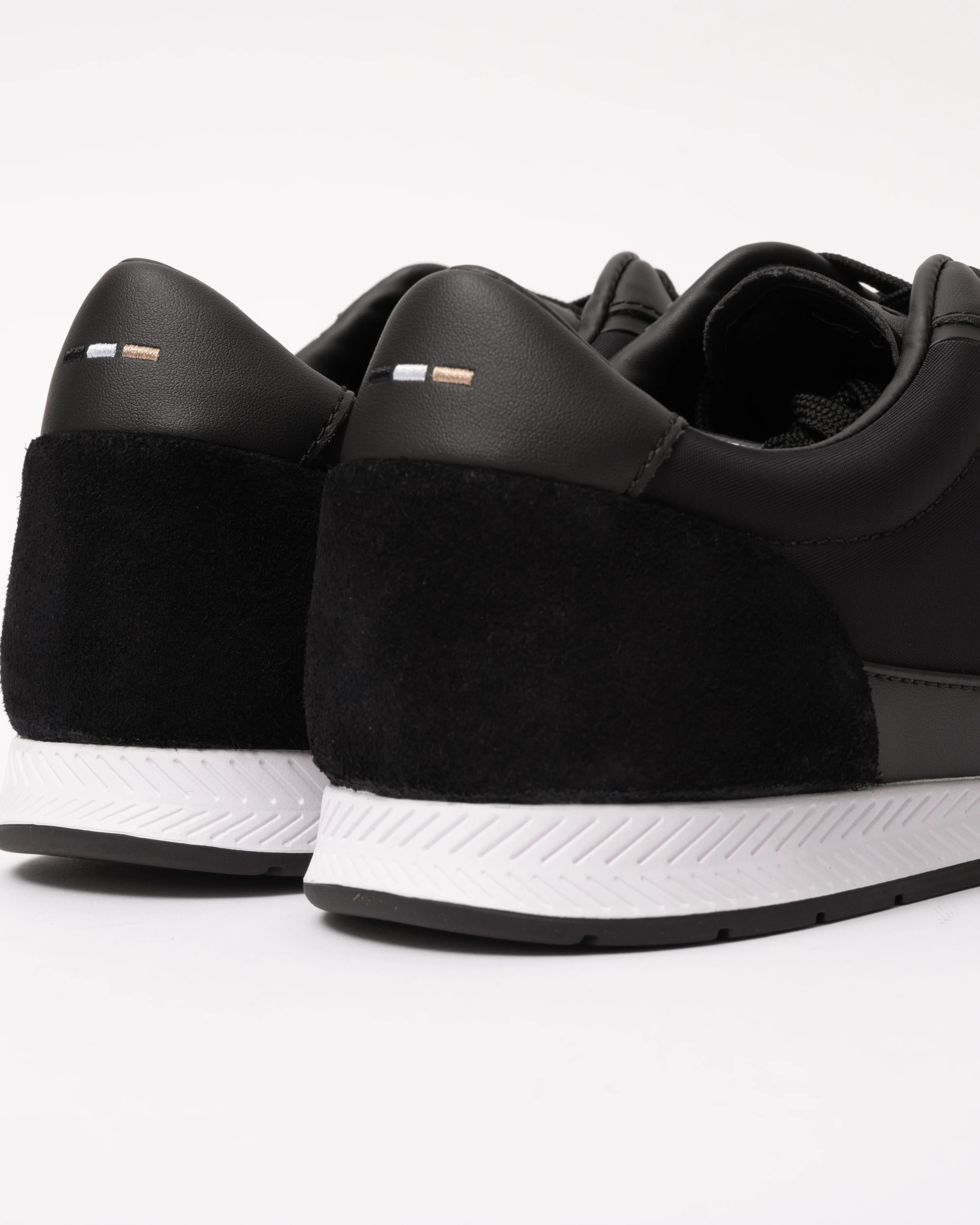 BOSS Orange Nitan Mens Low-top trainers with suede and faux leather - Black 001 - Image 2