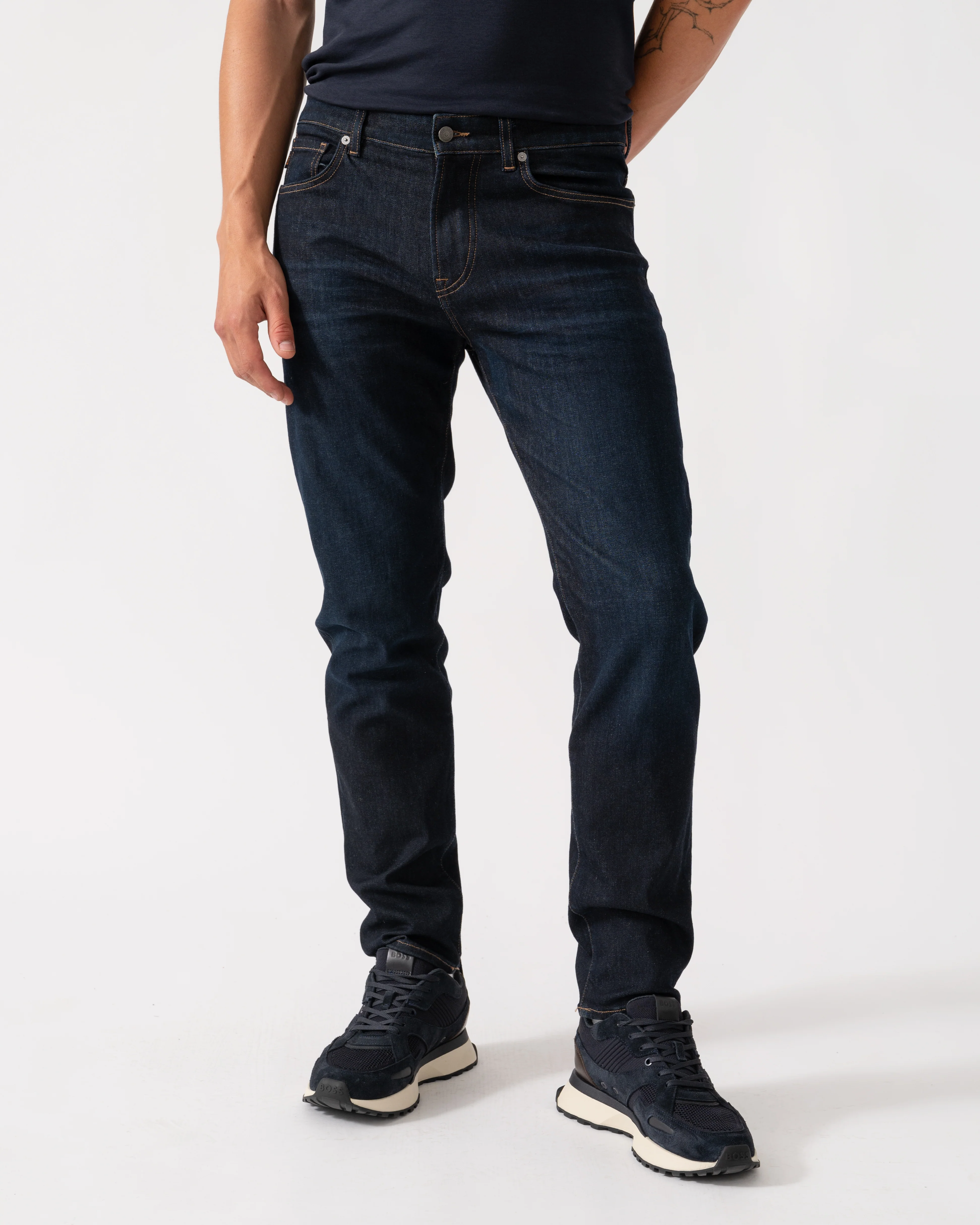 BOSS Orange Maine Regular-Fit Jeans in Blue Soft-Motion Denim - Dark Blue 402