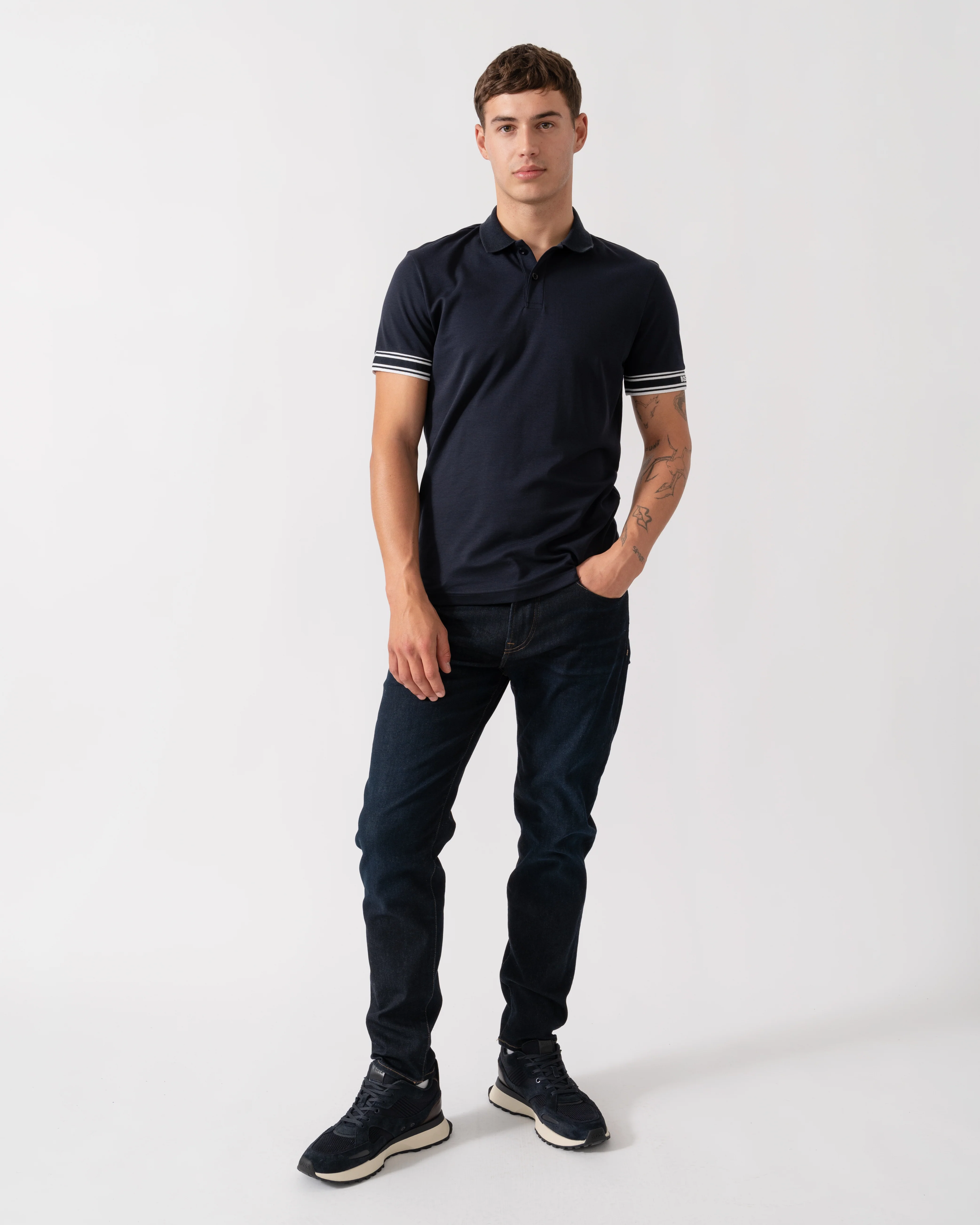 BOSS Orange Maine Regular-Fit Jeans in Blue Soft-Motion Denim - Dark Blue 402 - Image 2
