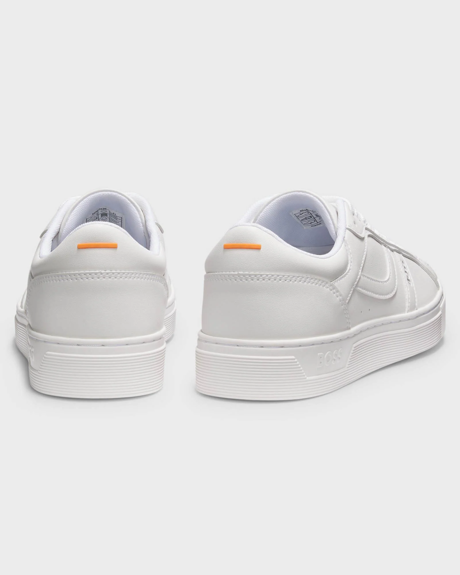 BOSS Orange Rhys Mens Logo-Trimmed Trainers in Faux Nappa Leather - White 100 - Image 2