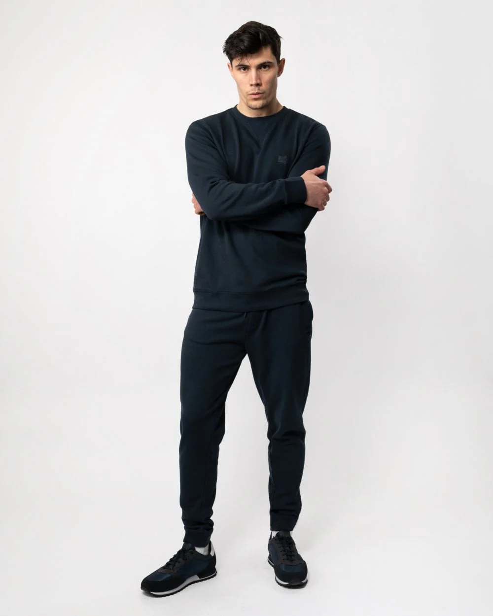 BOSS Orange Sestart Mens Cotton-Terry Tracksuit Bottoms With Logo Patch NOS - Dark Blue 404 - Image 3