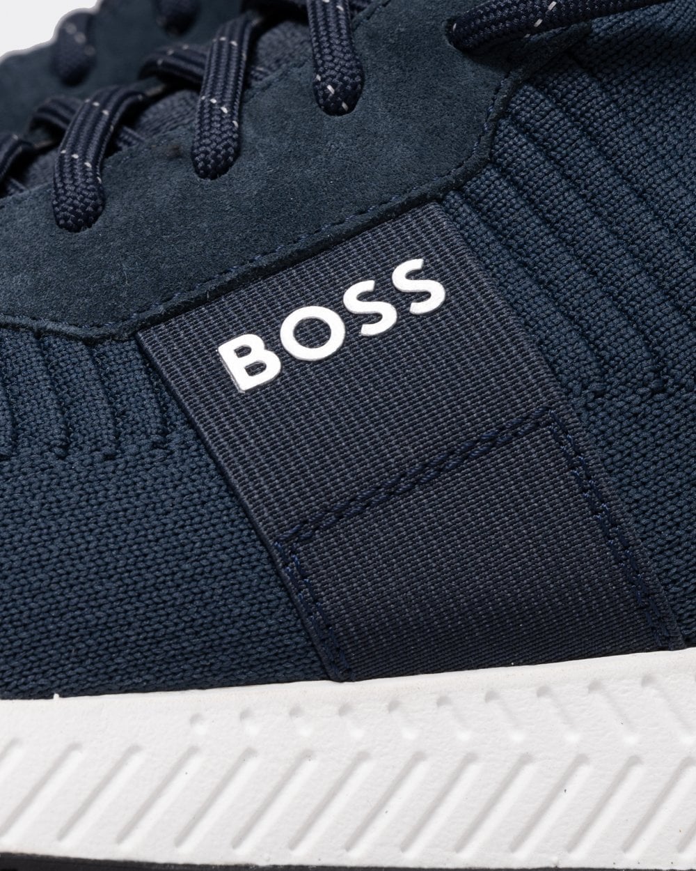 BOSS Orange Titanium_Runn Mens Structured-Knit Sock Trainers With Branding NOS - Dark Blue 401 - Image 3