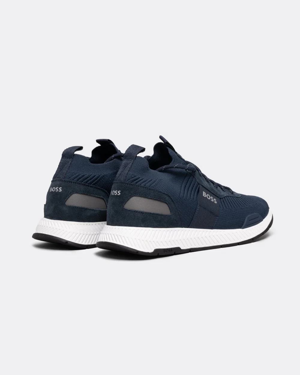 BOSS Orange Titanium_Runn Mens Structured-Knit Sock Trainers With Branding NOS - Dark Blue 401 - Image 6