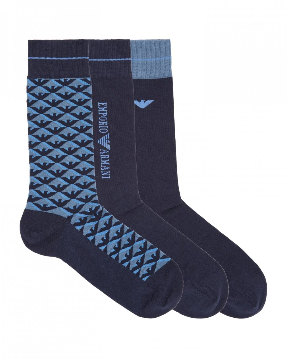 Emporio Armani Mens 3-Pack Knit Short Socks 302402-4F283
