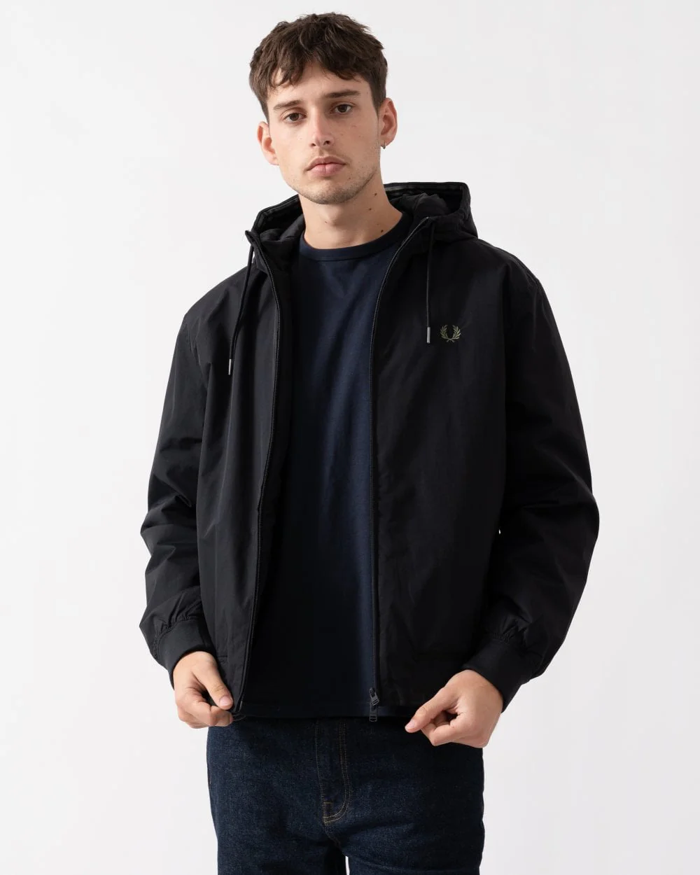 Fred Perry Mens Hooded Brentham Jacket - Black 198