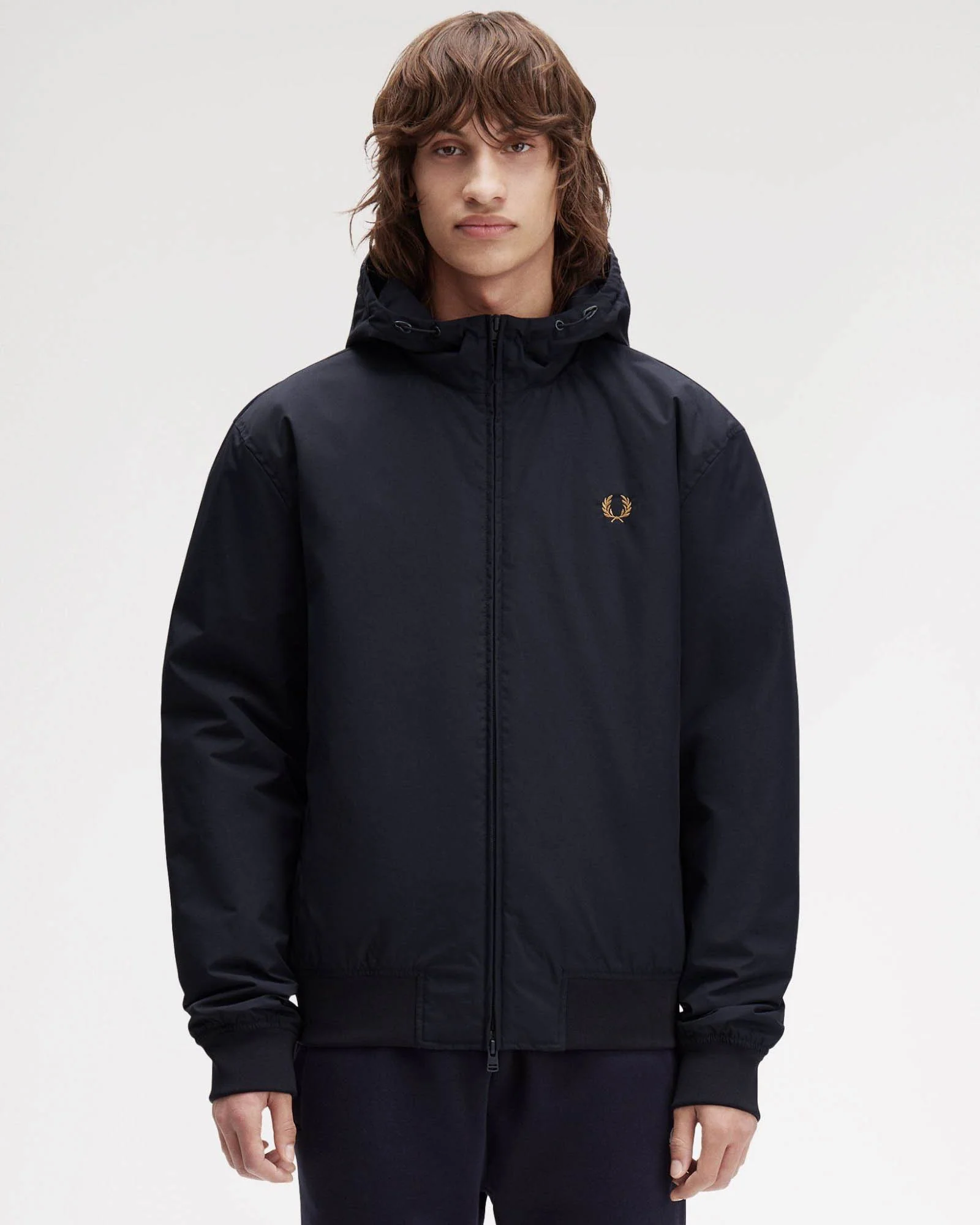Fred Perry Mens Hooded Brentham Jacket - Navy 248