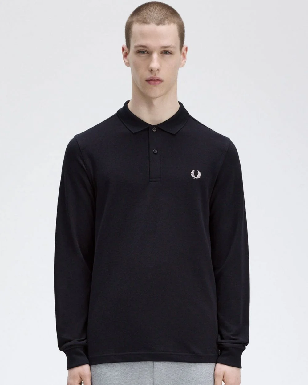 Fred Perry Mens Long Sleeve Plain Signature Polo Shirt NOS - Navy 608