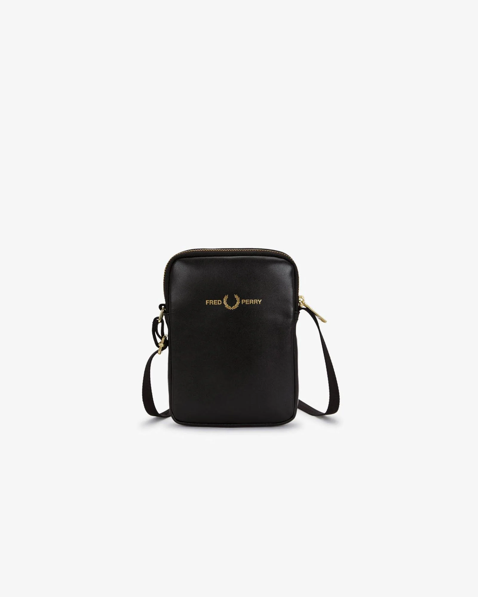 Fred Perry Mens Smooth Leather Small Side Bag - Black 102