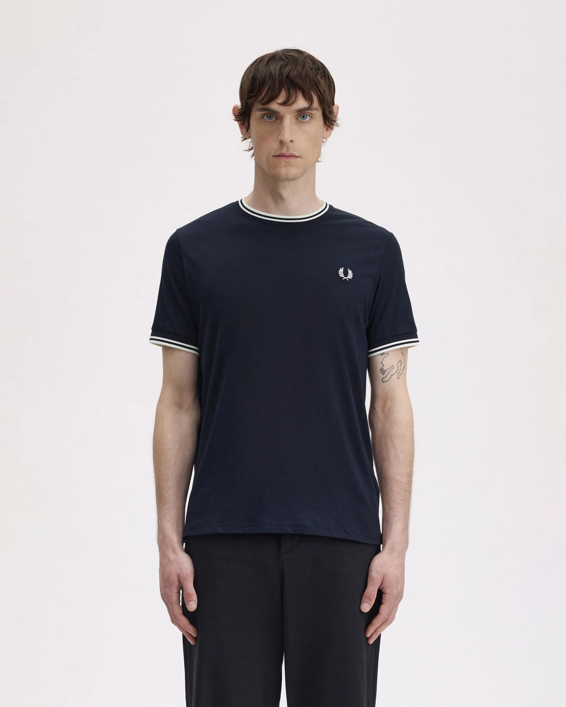 Fred Perry Mens Twin Tipped T-Shirt - Navy/Ice/Ice 795