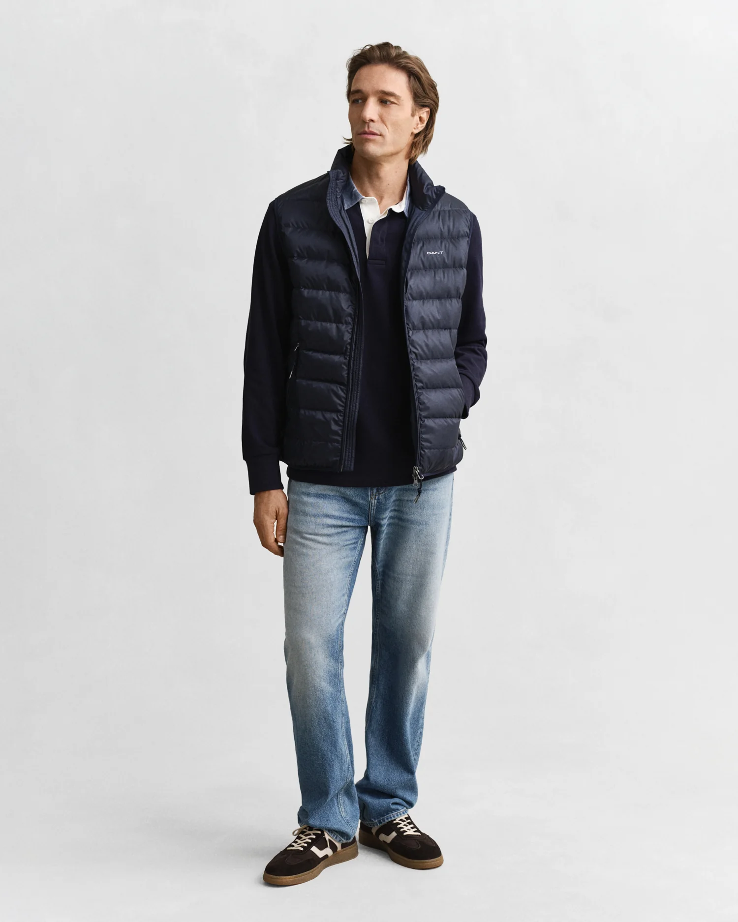 GANT Mens Light Down Padded Gilet - 433 Evening Blue - Image 2