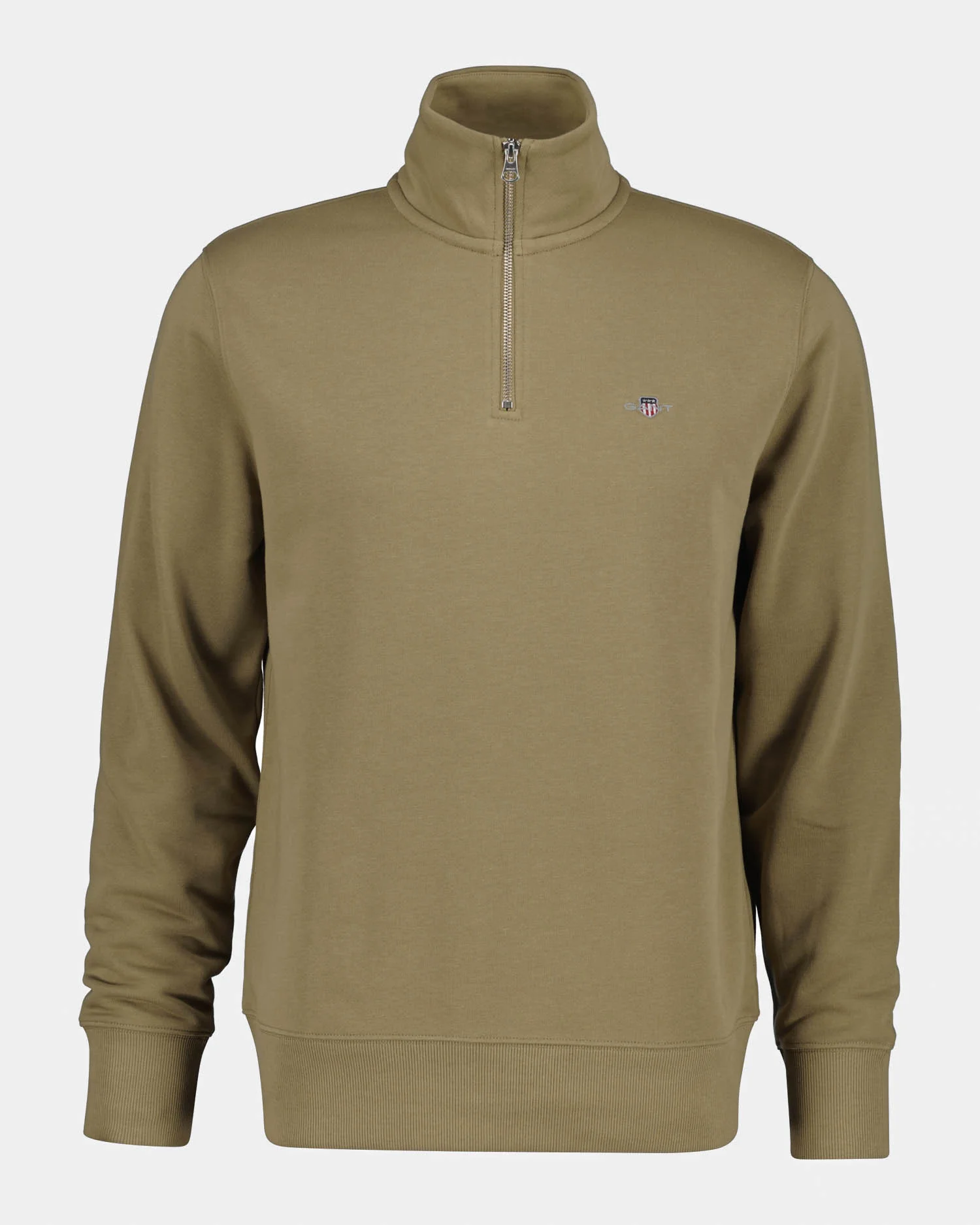 GANT Mens Regular Fit Shield Logo Half Zip Sweatshirt - 264 Light Taupe