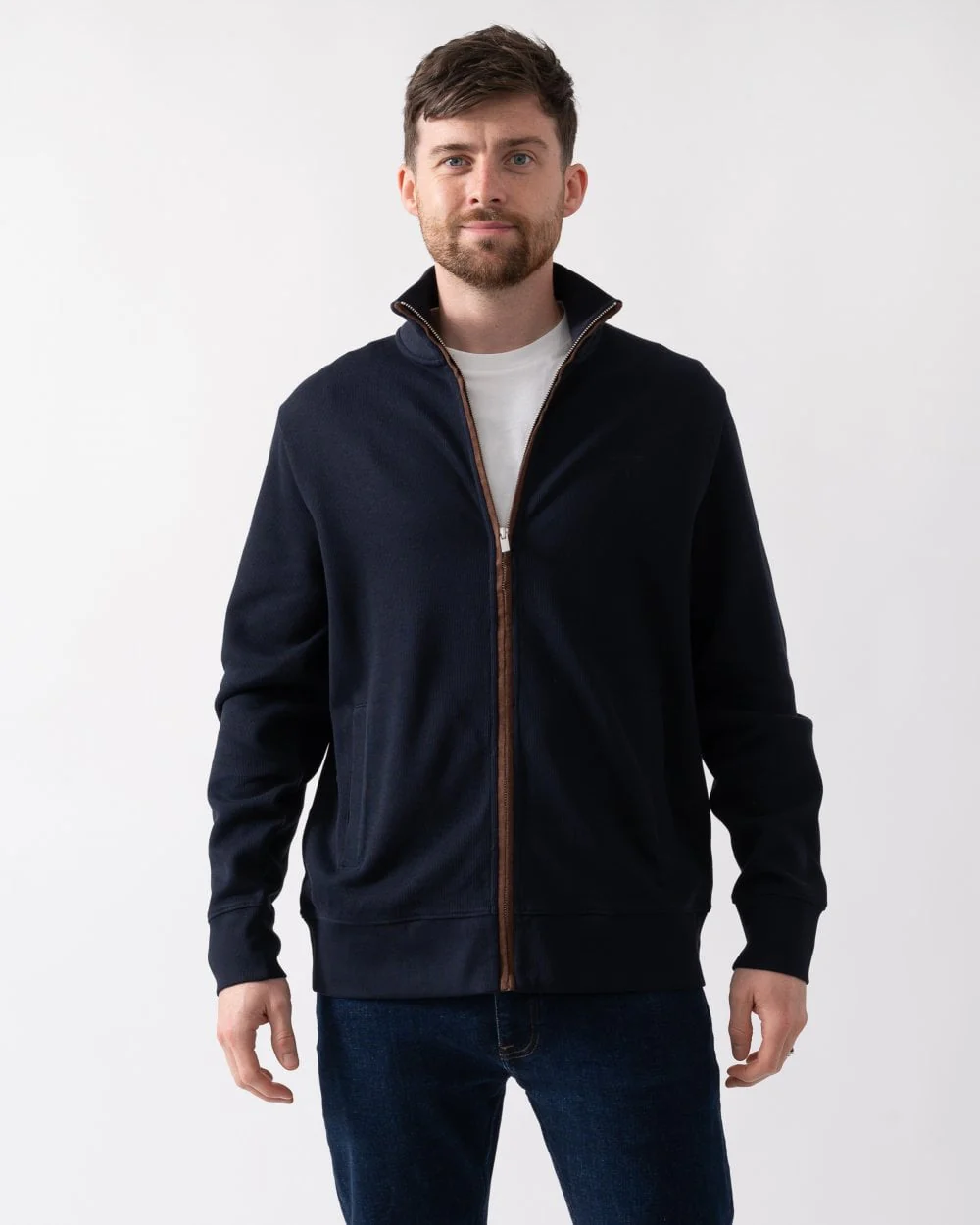 GANT Mens Sacker Rib Full Zip Sweatshirt