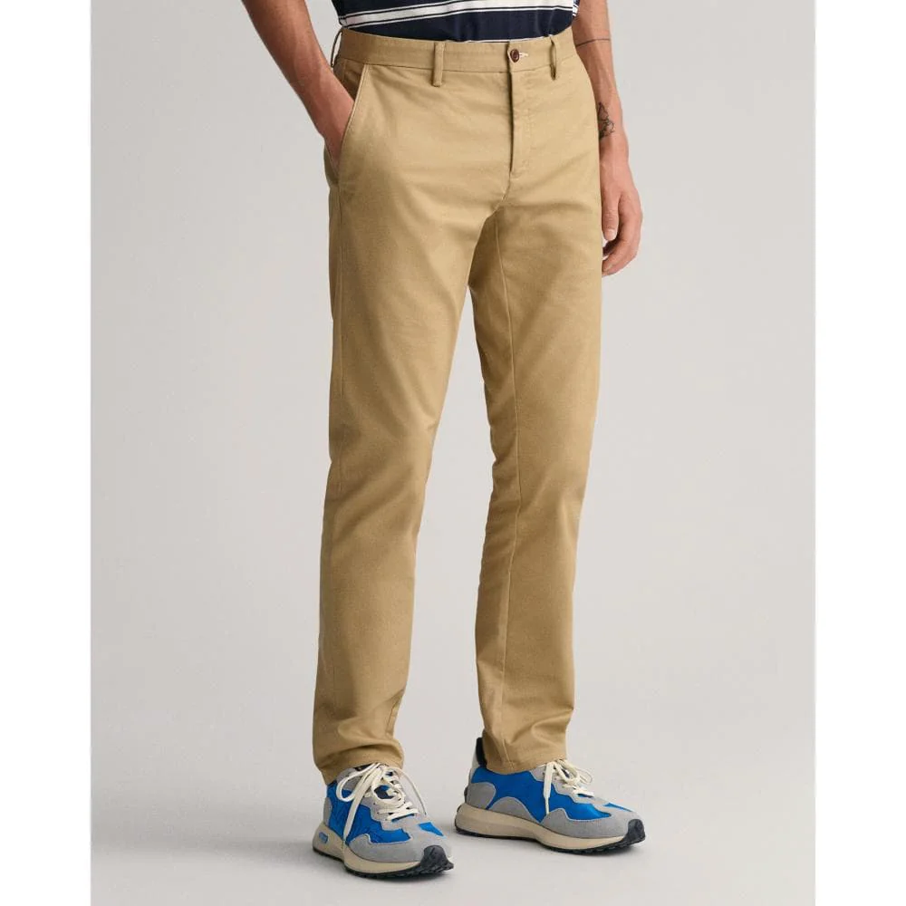 GANT Mens Slim Fit Tech Prep⢠Chinos - 248 Dark Khaki