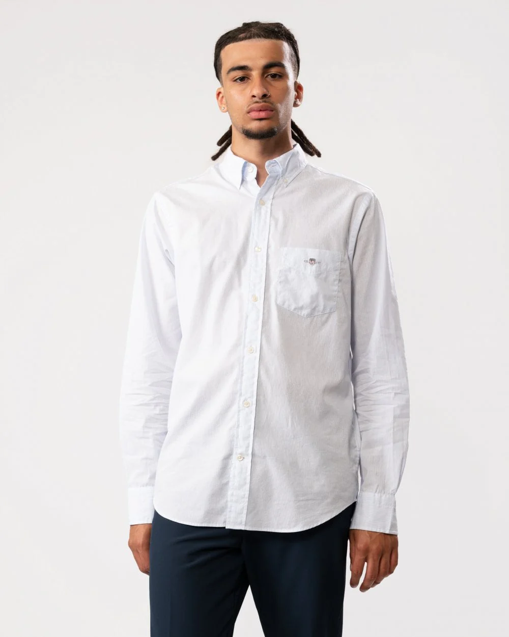 GANT Regular Fit Poplin Shield Banker Shirt - 455 Light Blue