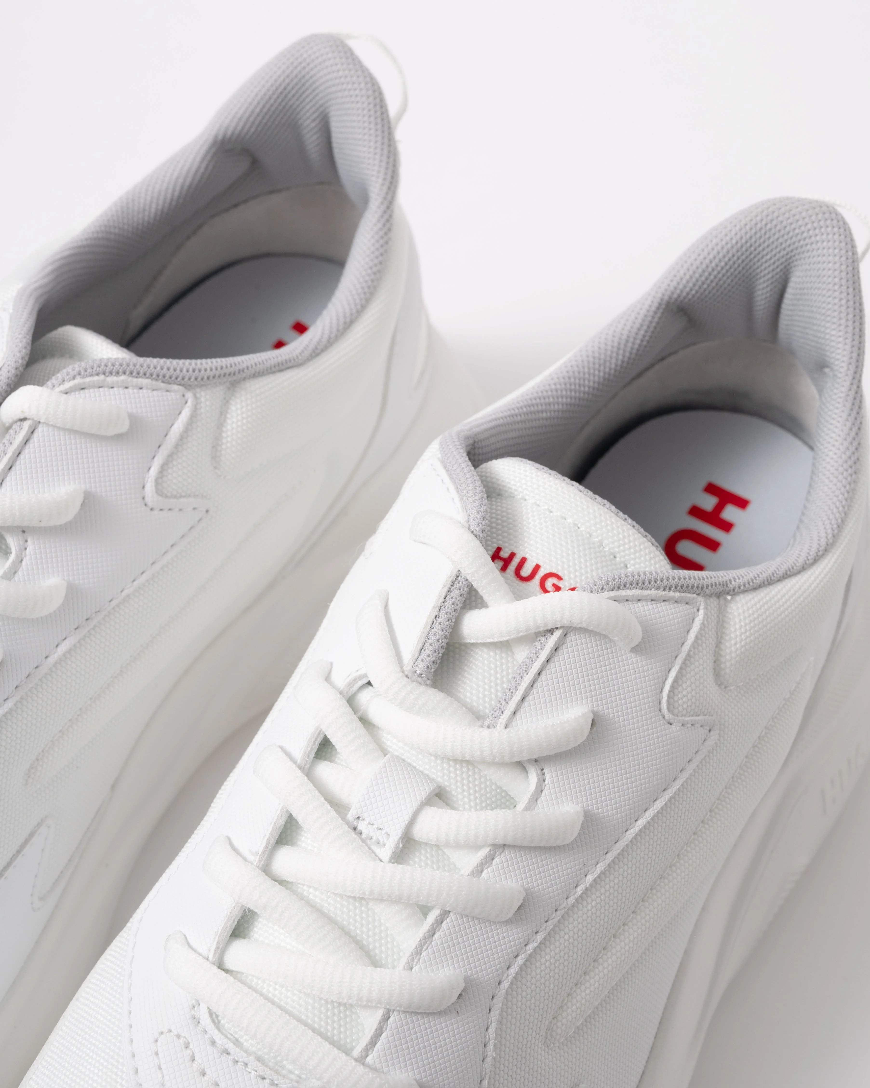 HUGO Leon Mens Logo-counter trainers with canvas-effect fabric - Open White 116 - Image 6