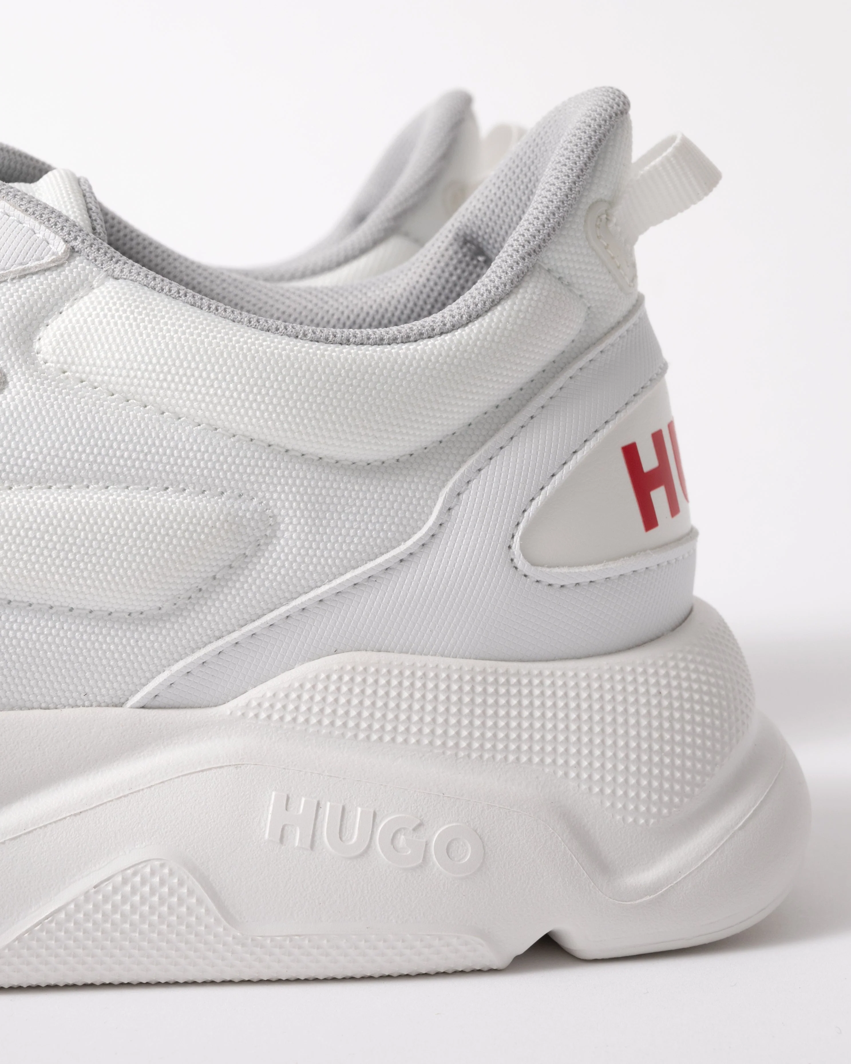 HUGO Leon Mens Logo-counter trainers with canvas-effect fabric - Open White 116 - Image 8