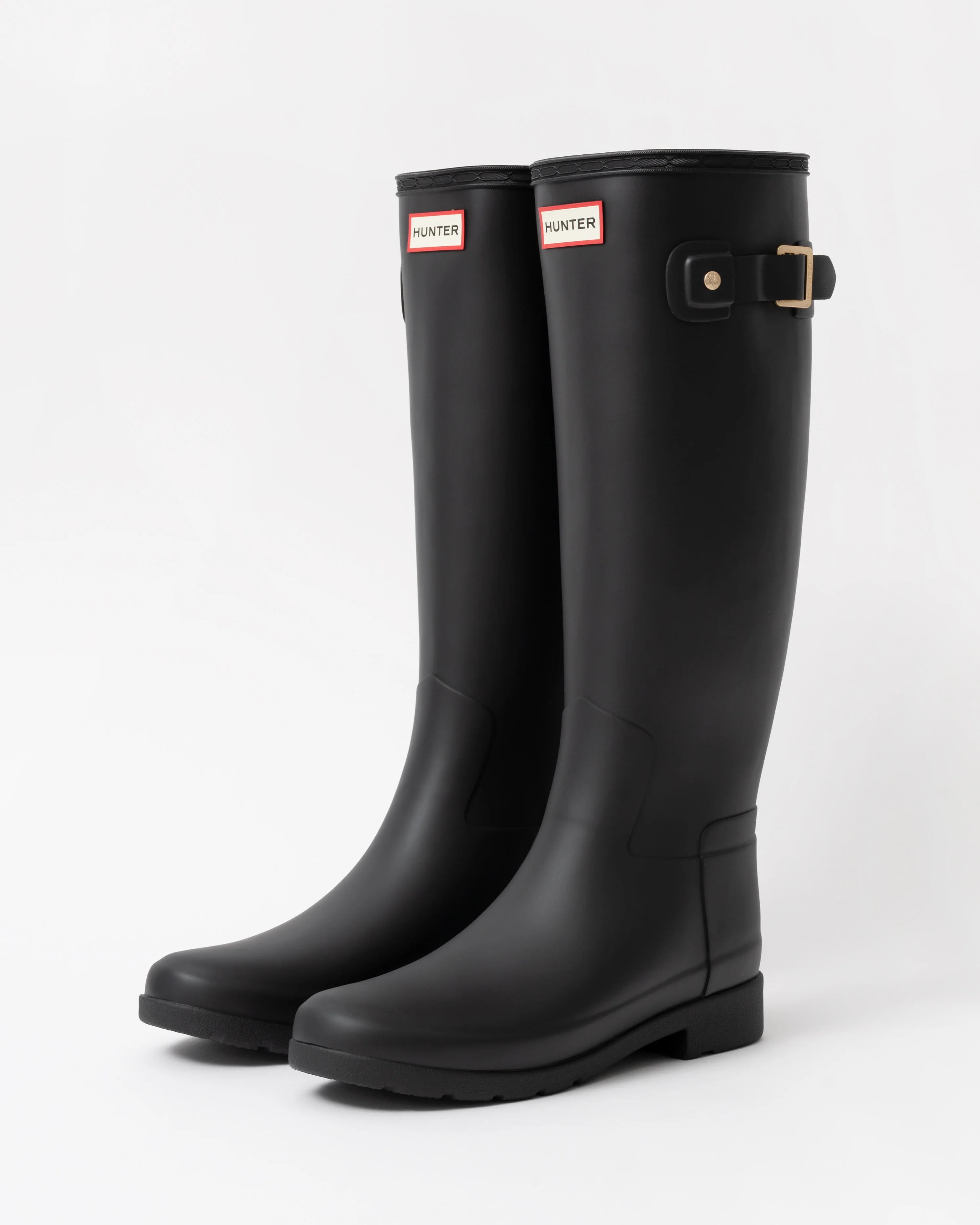 Hunter Womens Refined Gold Trim Tall Boot - Black