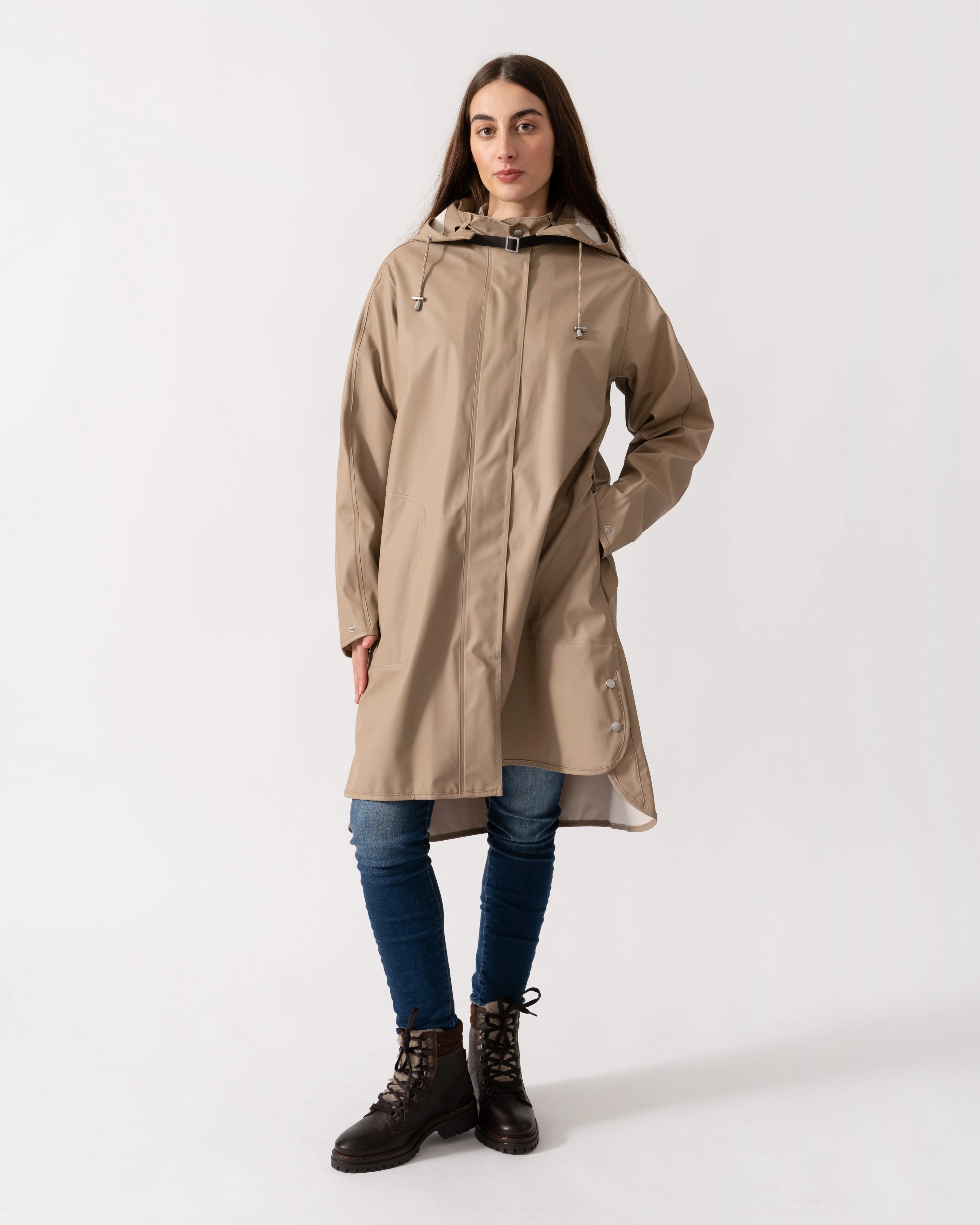 Ilse Jacobsen Rain Womens A-Line Rubberised Raincoat - Wheat 222