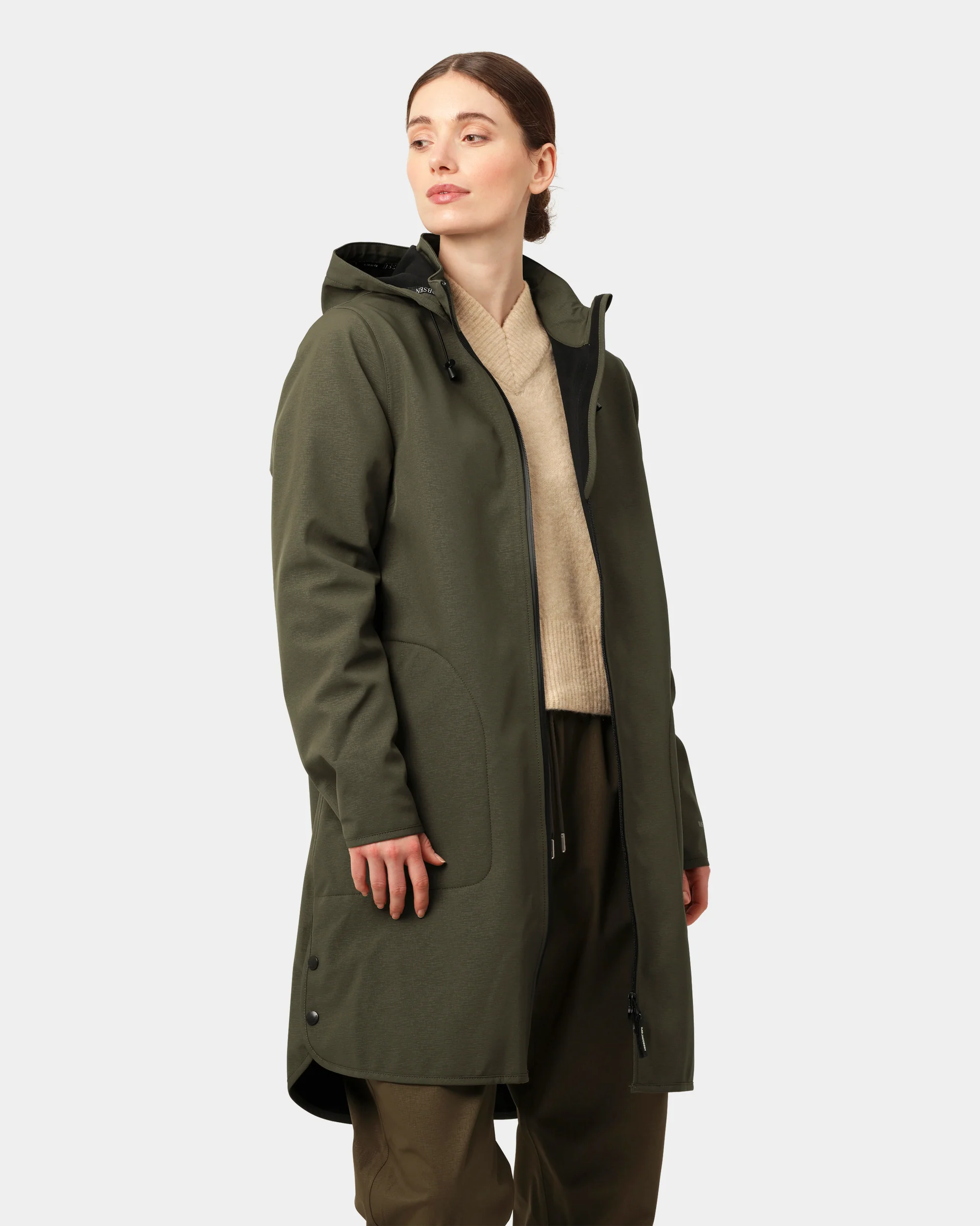 Ilse Jacobsen Rain Womens A-Line Softshell Raincoat - Army 410